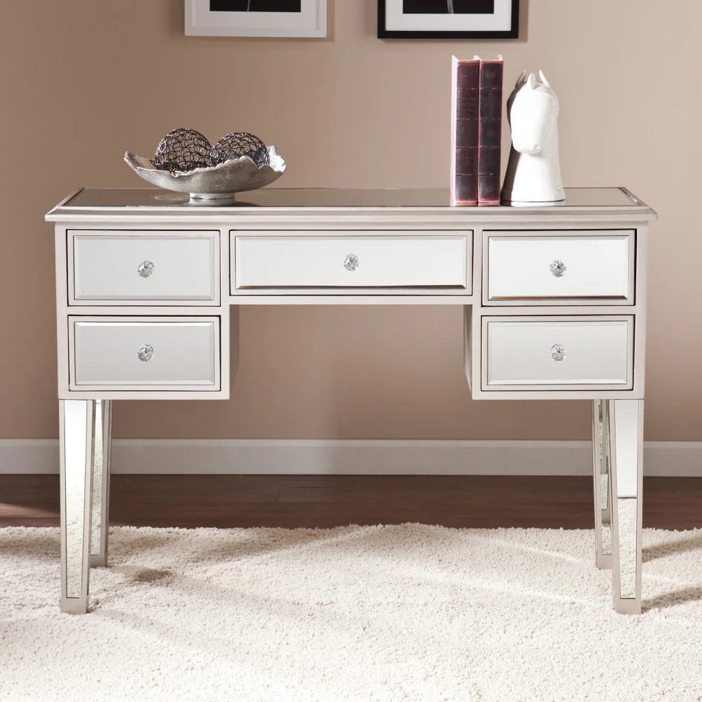 43" Silver Mirrored Glass Console Table With Storage By Homeroots - Image 4