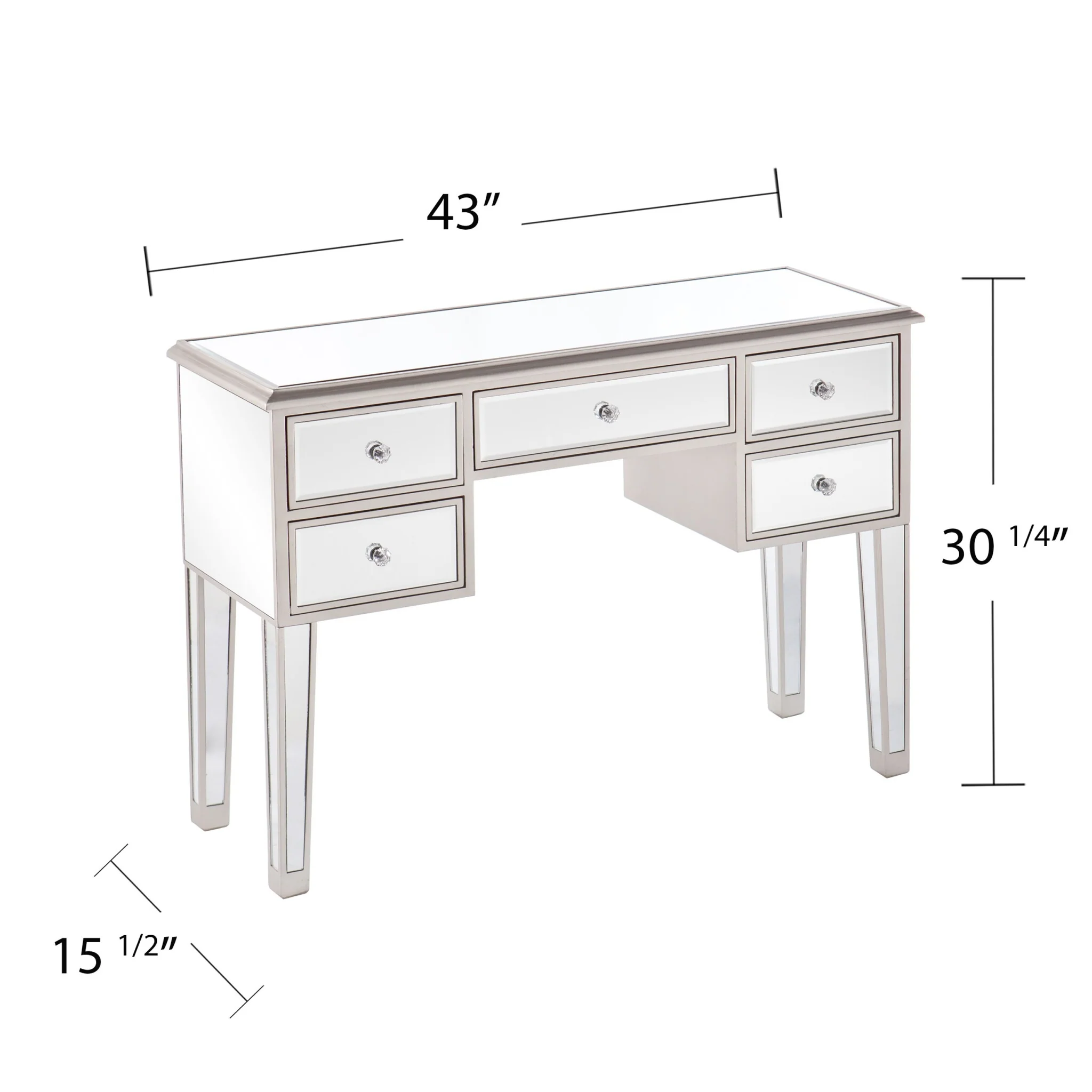 43" Silver Mirrored Glass Console Table With Storage By Homeroots - Image 5