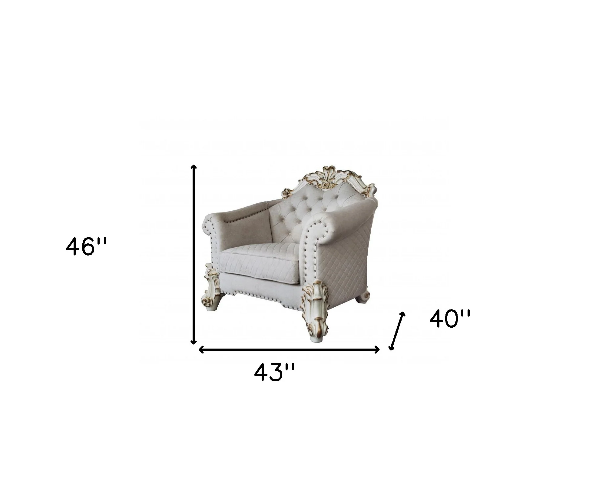 43" Two Tone Ivory Fabric And Antique Pearl Striped Arm Chair By Homeroots - Image 5