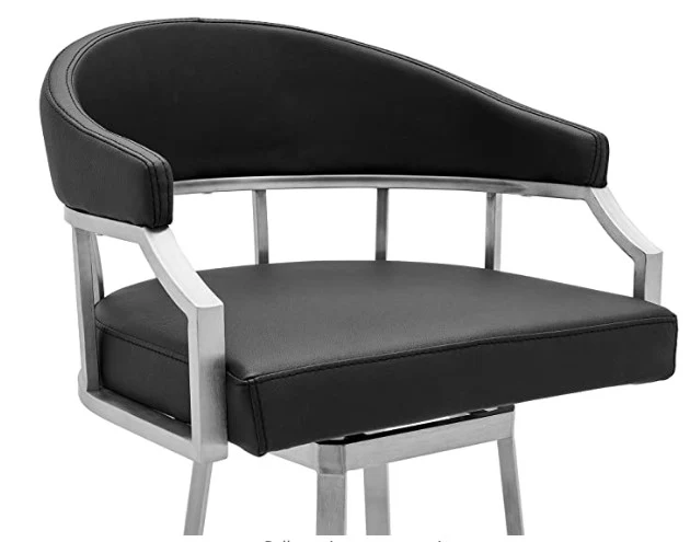 43" Vintage Black Faux Leather And Iron Low Back Bar Height Chair By Homeroots - Image 5