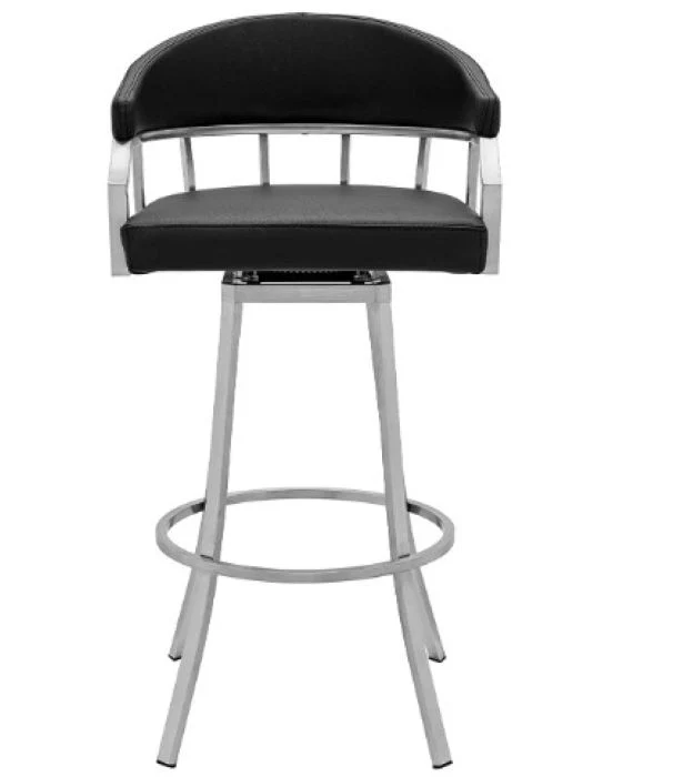 43" Vintage Black Faux Leather And Iron Low Back Bar Height Chair By Homeroots - Image 7