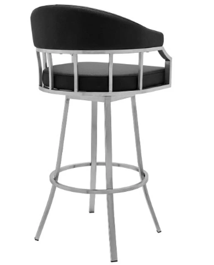 43" Vintage Black Faux Leather And Iron Low Back Bar Height Chair By Homeroots - Image 8