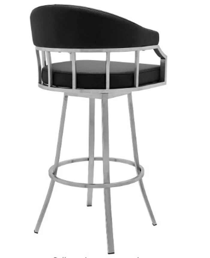43" Vintage Black Faux Leather And Iron Low Back Bar Height Chair By Homeroots - Image 9