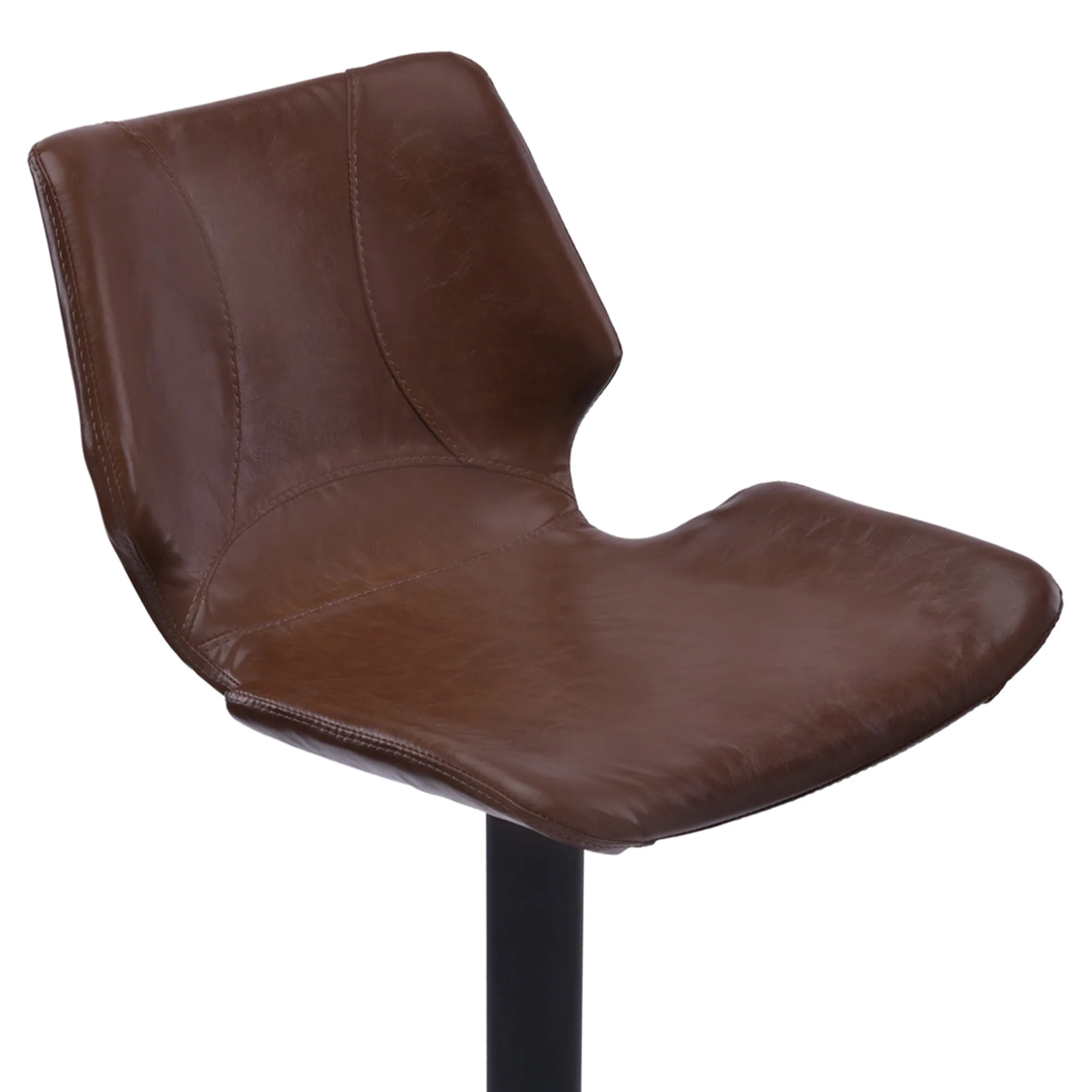 43" Vintage Coffee Faux Leather And Iron Swivel Adjustable Height Bar Chair By Homeroots - Image 5