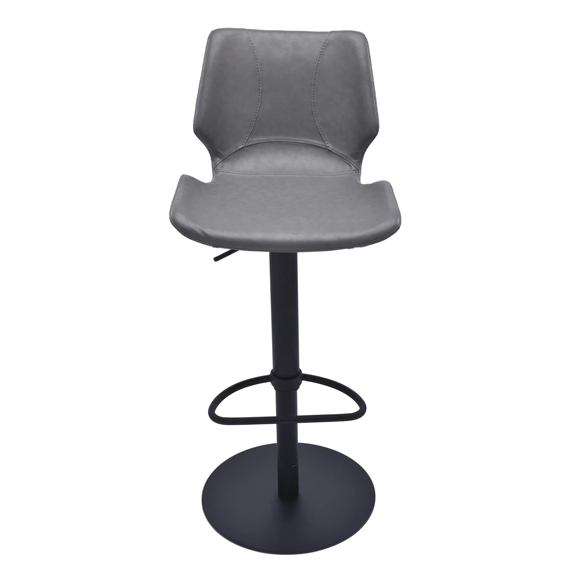 43" Vintage Gray Faux Leather And Iron Swivel Adjustable Height Bar Chair By Homeroots - Image 2