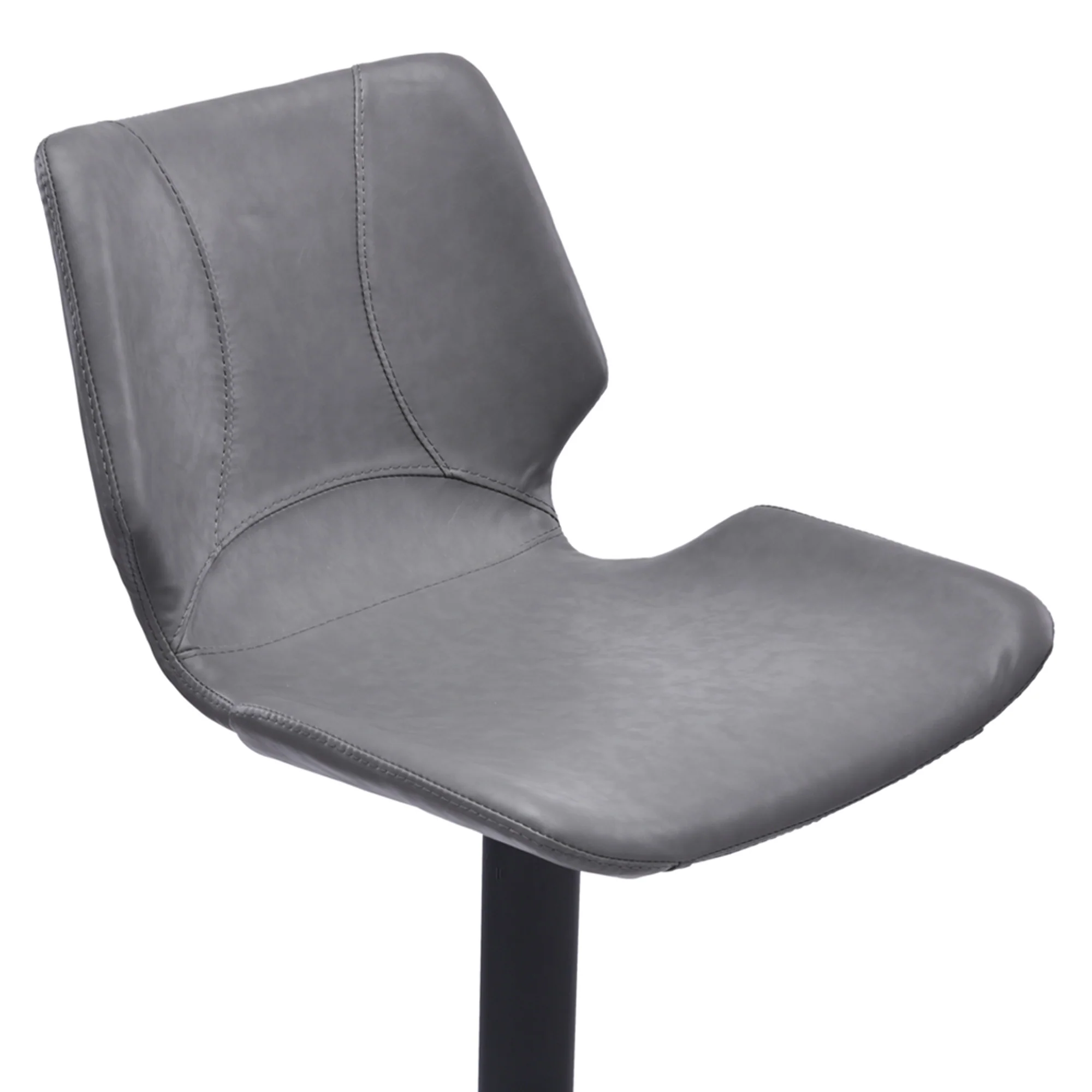 43" Vintage Gray Faux Leather And Iron Swivel Adjustable Height Bar Chair By Homeroots - Image 5