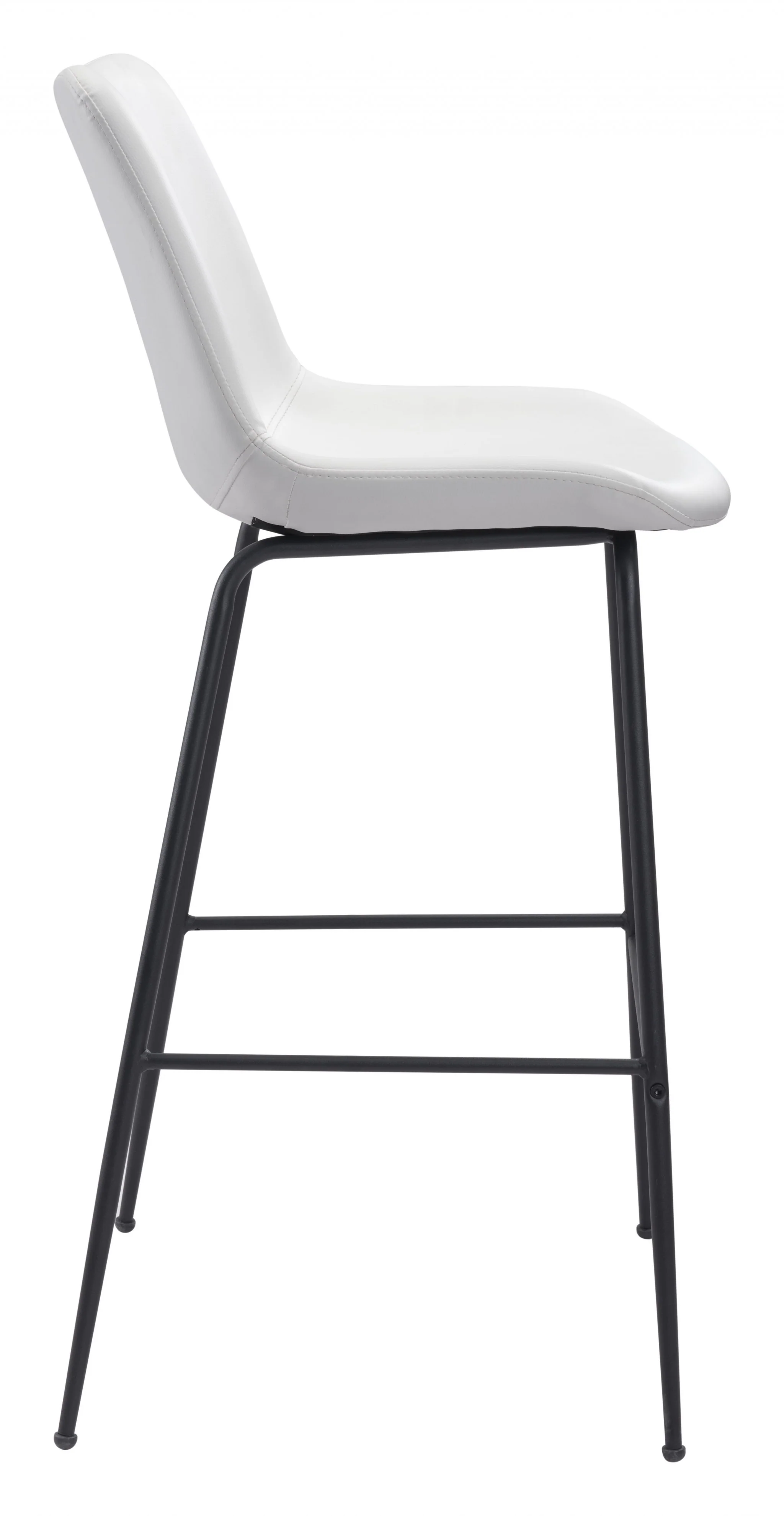 43" White And Black Steel Low Back Bar Height Chair With Footrest By Homeroots - Image 2