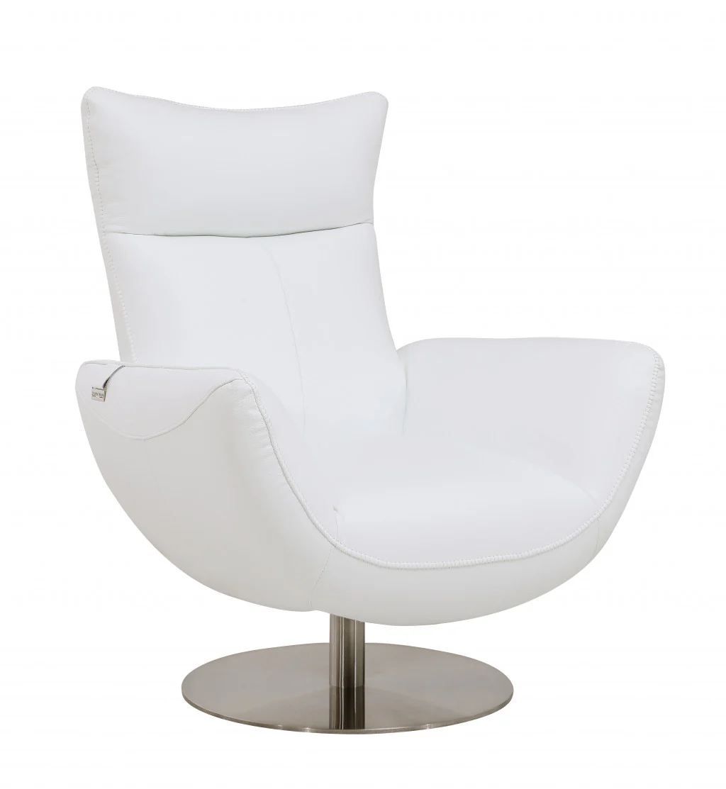 43" White Contemporary Leather Lounge Chair By Homeroots - Image 2