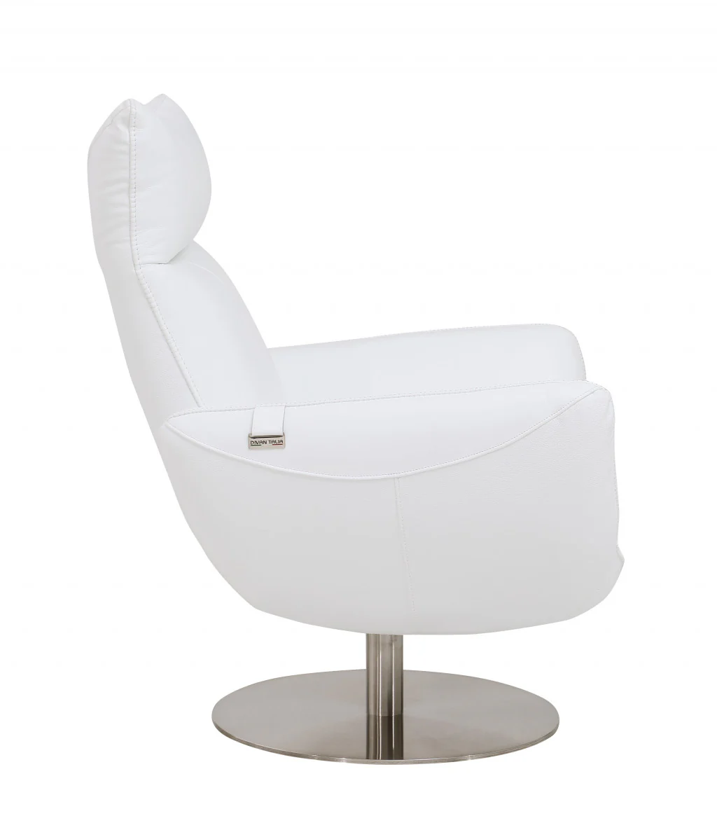 43" White Contemporary Leather Lounge Chair By Homeroots - Image 3