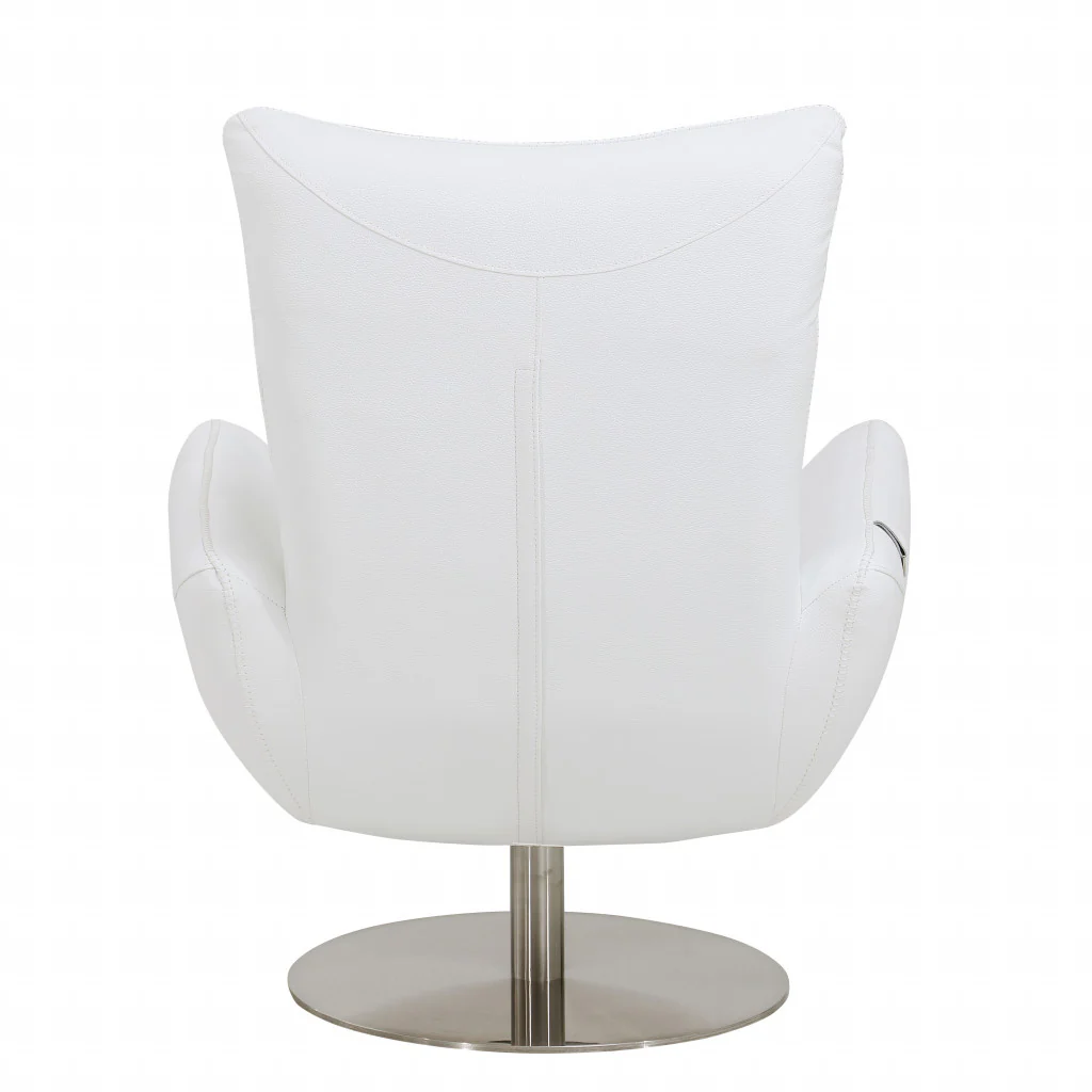 43" White Contemporary Leather Lounge Chair By Homeroots - Image 5