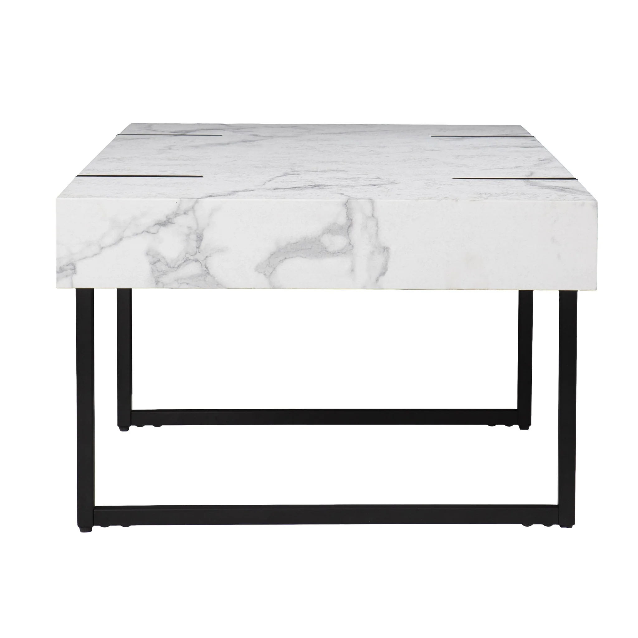 43" White Faux Marble And Metal Rectangular Coffee Table By Homeroots - Image 3
