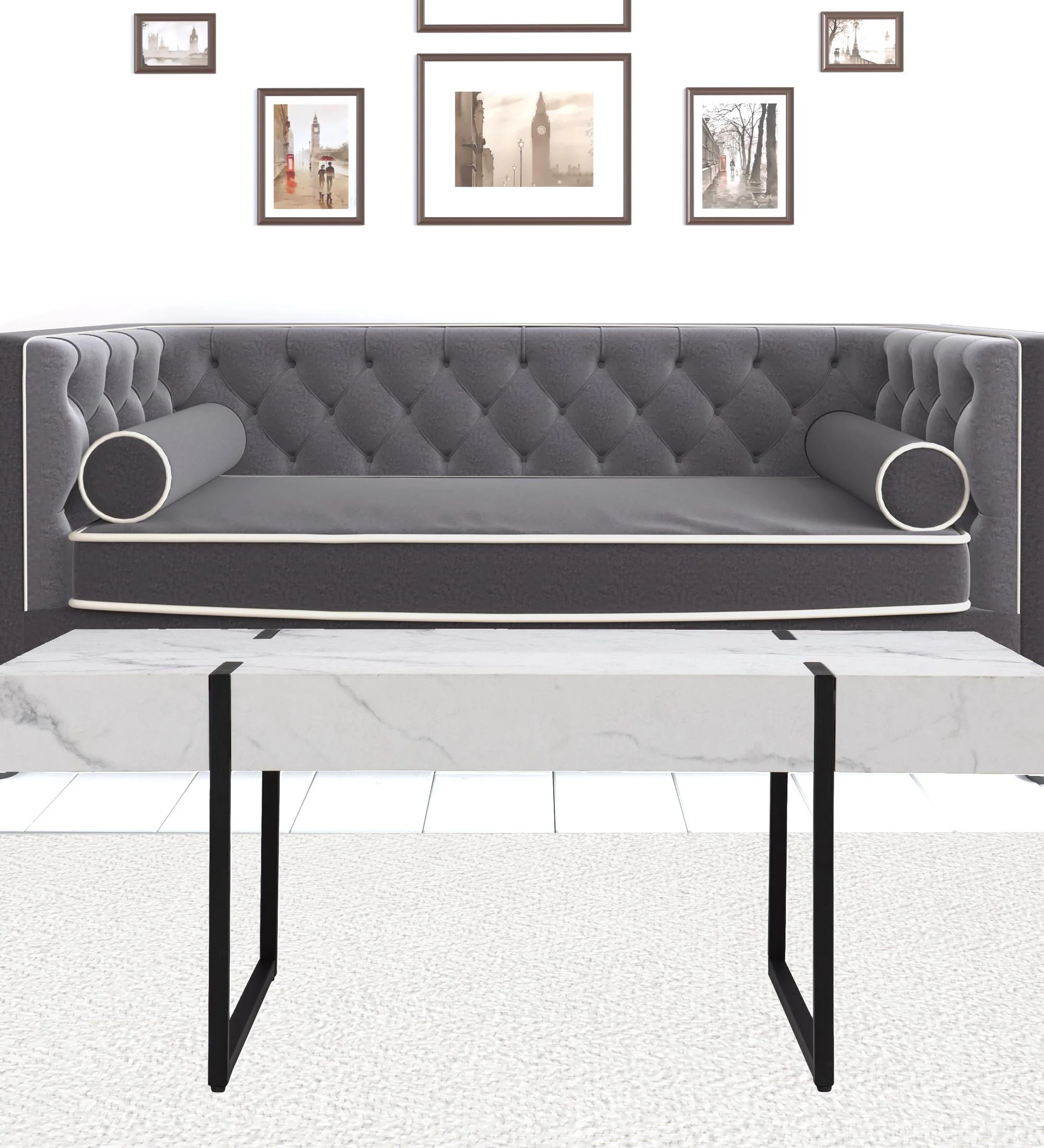 43" White Faux Marble And Metal Rectangular Coffee Table By Homeroots - Image 5