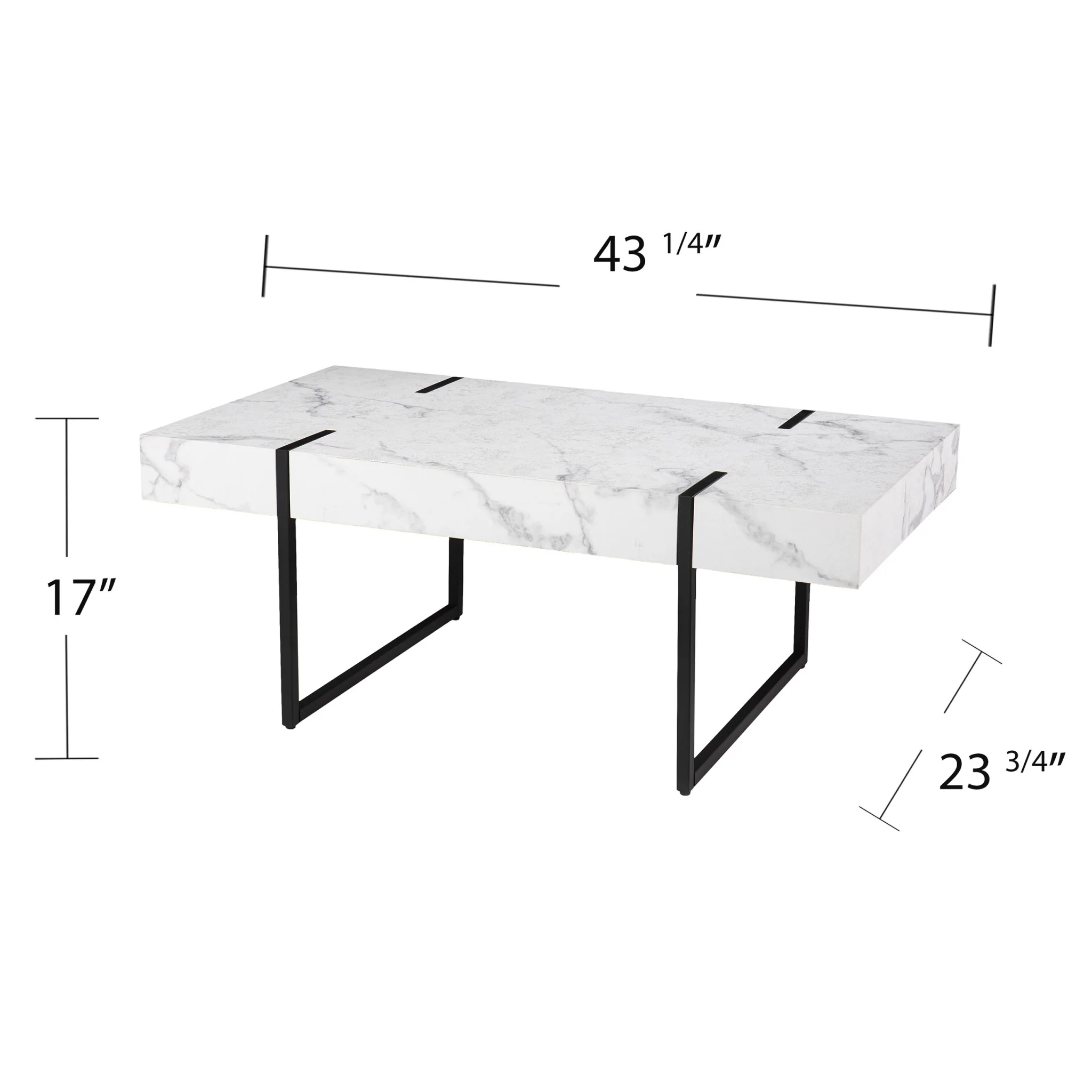 43" White Faux Marble And Metal Rectangular Coffee Table By Homeroots - Image 7