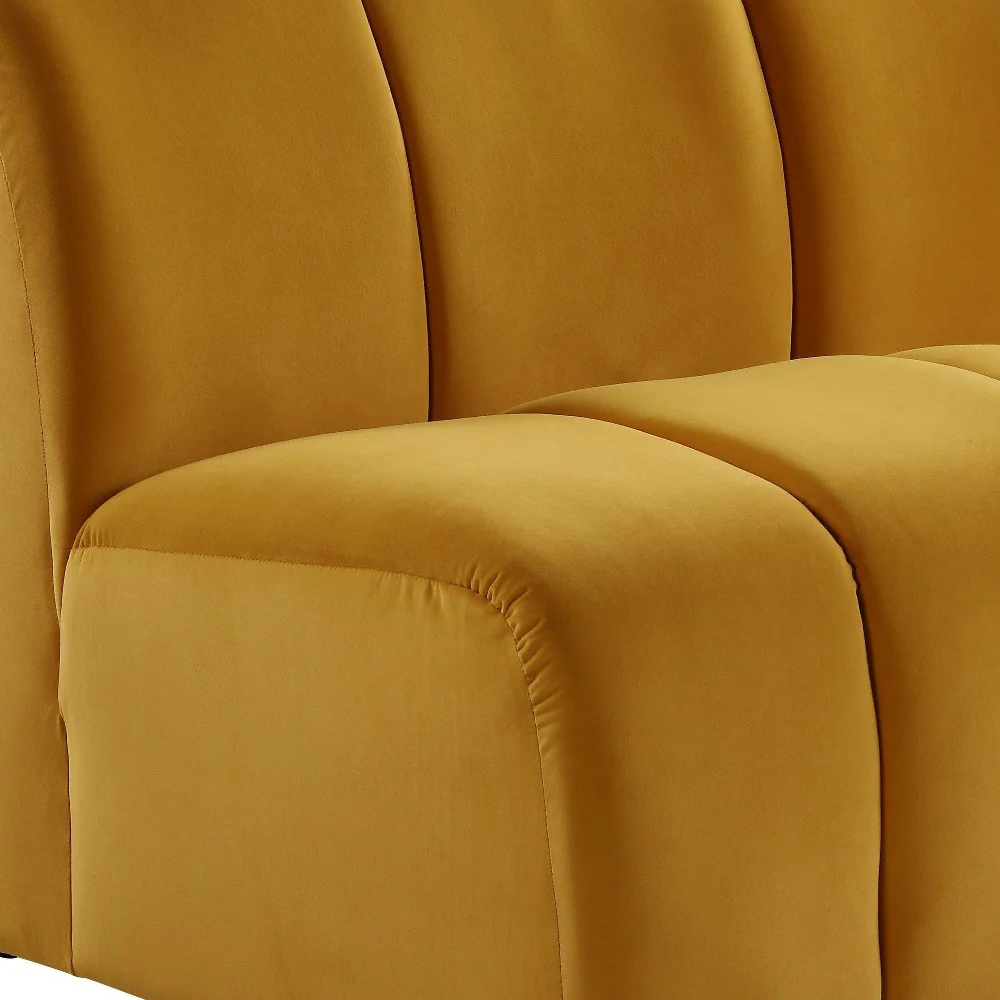 43" Yellow And Black Velvet Slipper Chair By Homeroots - Image 3