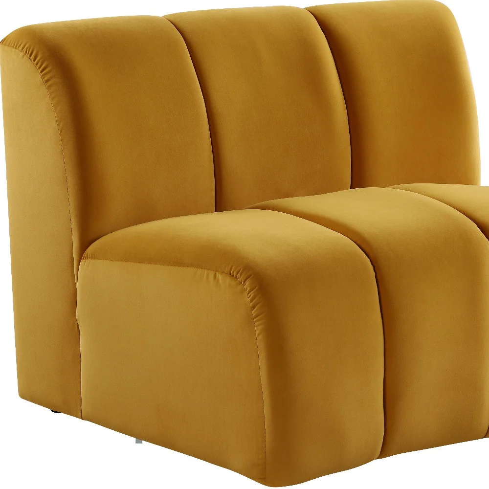 43" Yellow And Black Velvet Slipper Chair By Homeroots - Image 4