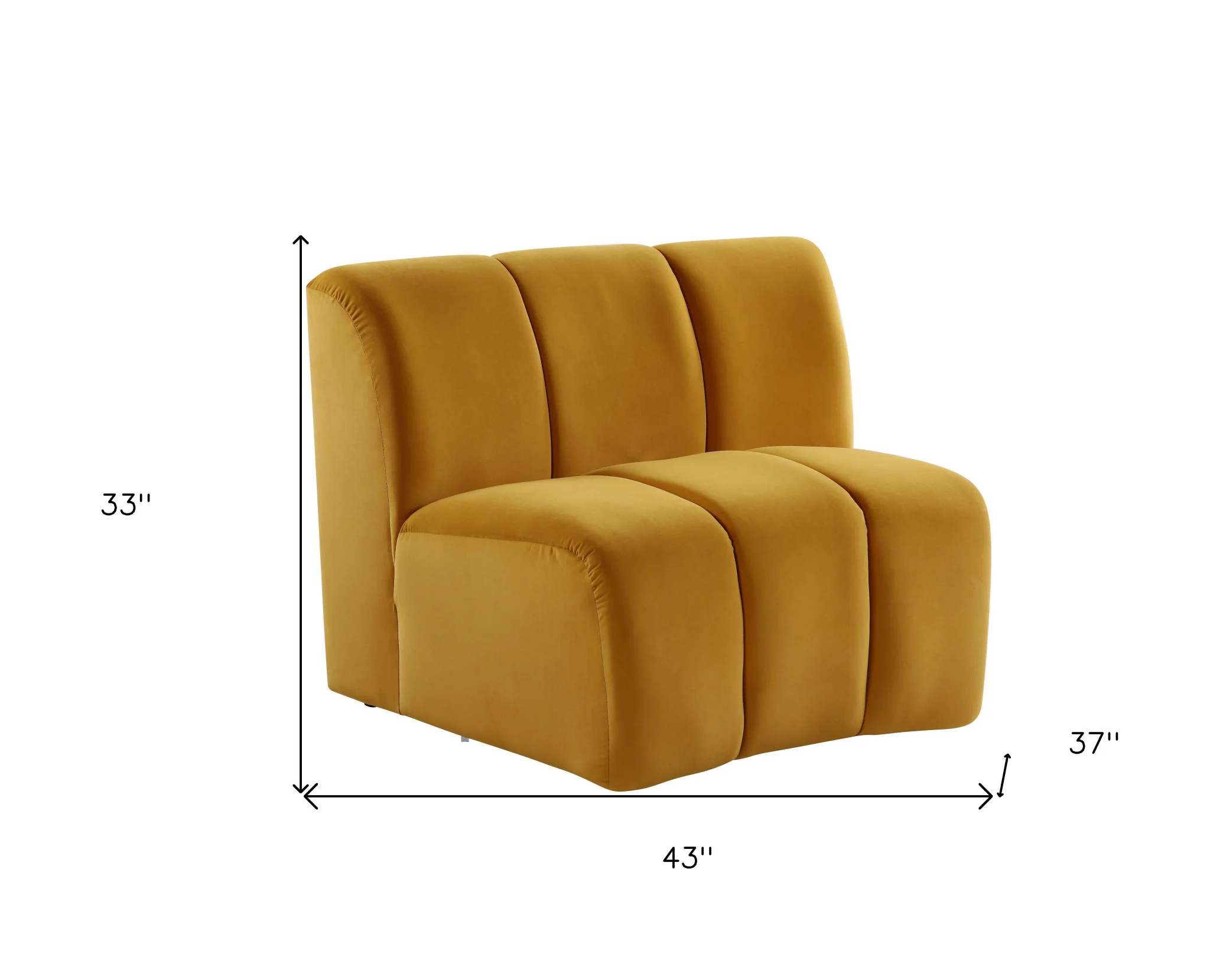 43" Yellow And Black Velvet Slipper Chair By Homeroots - Image 5