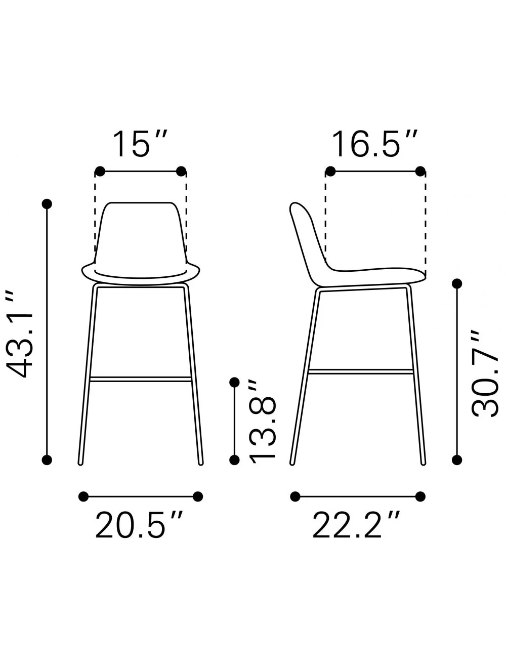 43" Yellow Velvet And Gold Steel Low Back Bar Height Chair With Footrest By Homeroots - Image 9