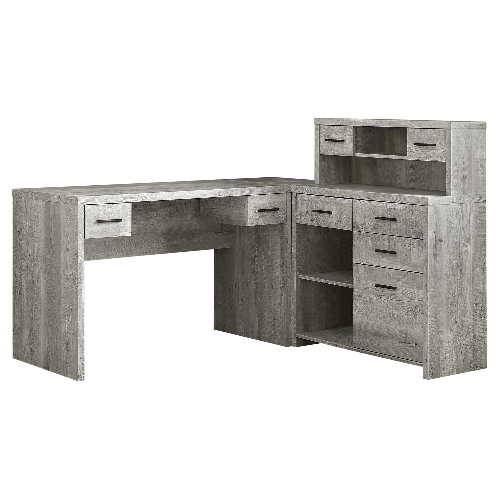 44.75" Grey Reclaimed Wood Particle Board Laminate and MDF Computer Desk By Homeroots - Image 2