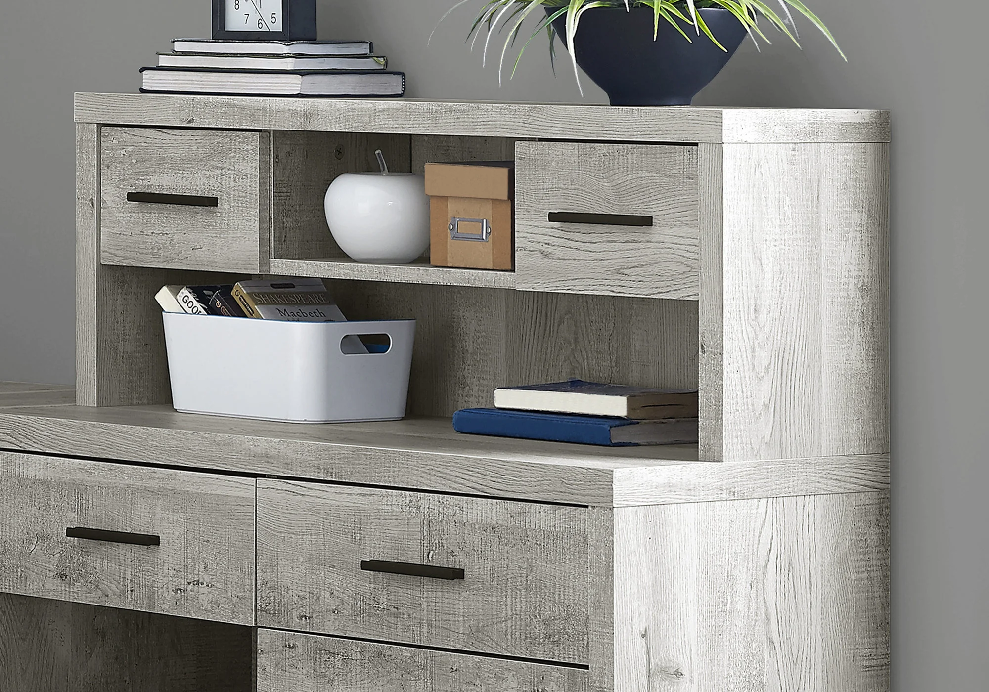 44.75" Grey Reclaimed Wood Particle Board Laminate and MDF Computer Desk By Homeroots - Image 3