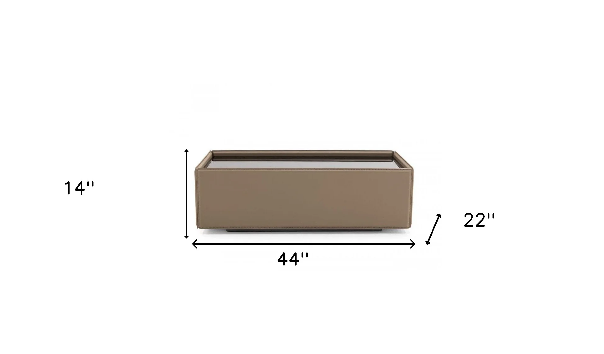 44" Beige And Black Faux Leather and Glass Rectangular Coffee Table By Homeroots - Image 4