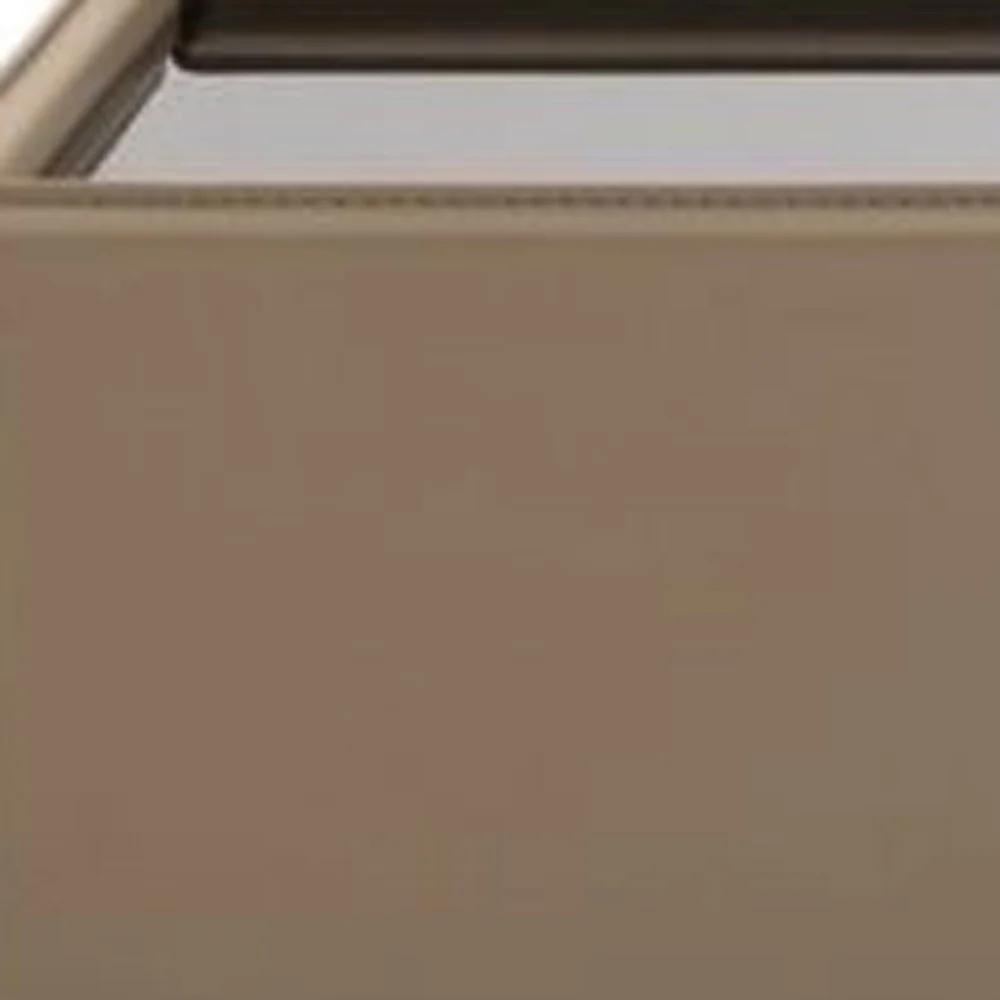 44" Beige And Black Faux Leather and Glass Rectangular Coffee Table By Homeroots - Image 5