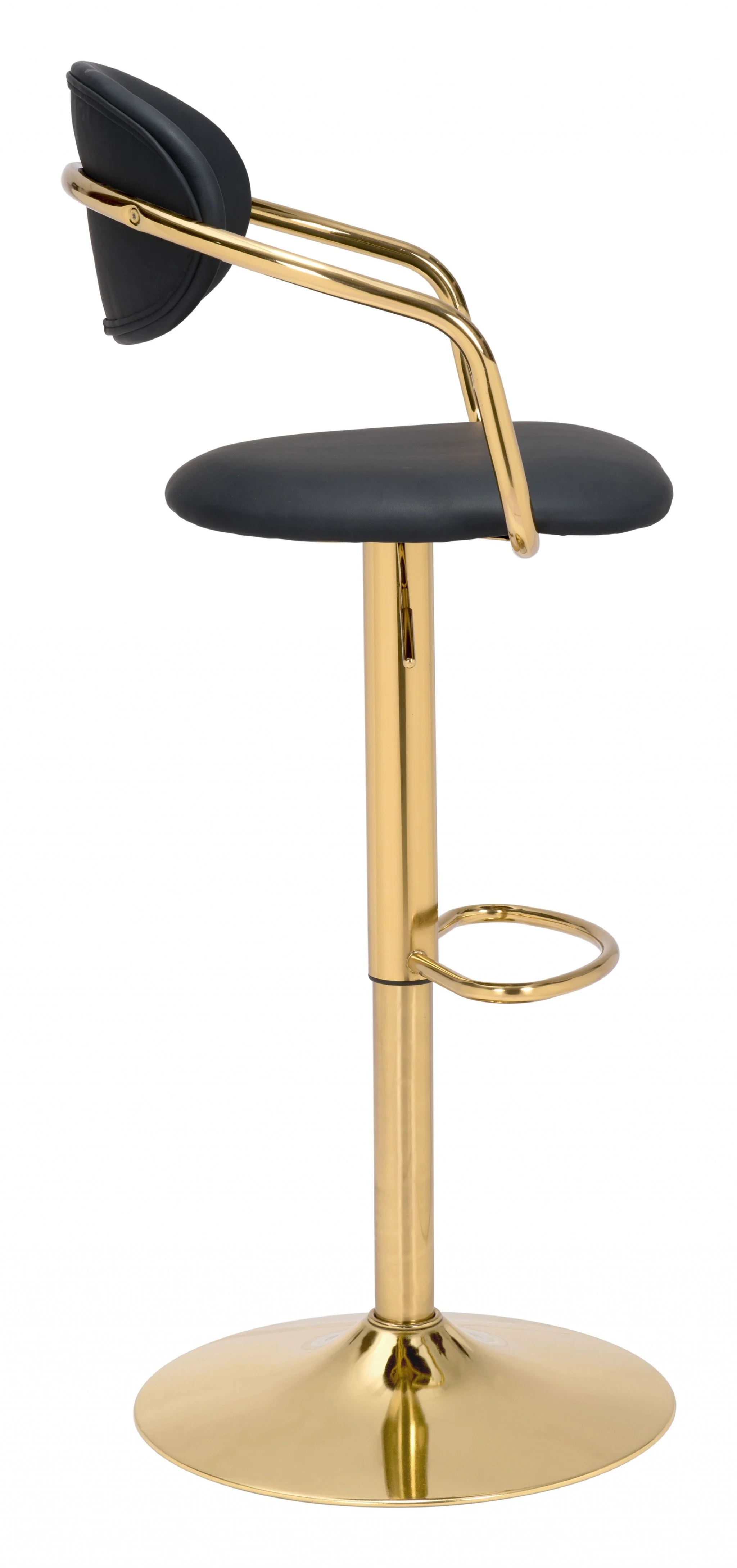 44" Black And Gold Steel Swivel Low Back Counter Height Bar Chair With Footrest By Homeroots - Image 2
