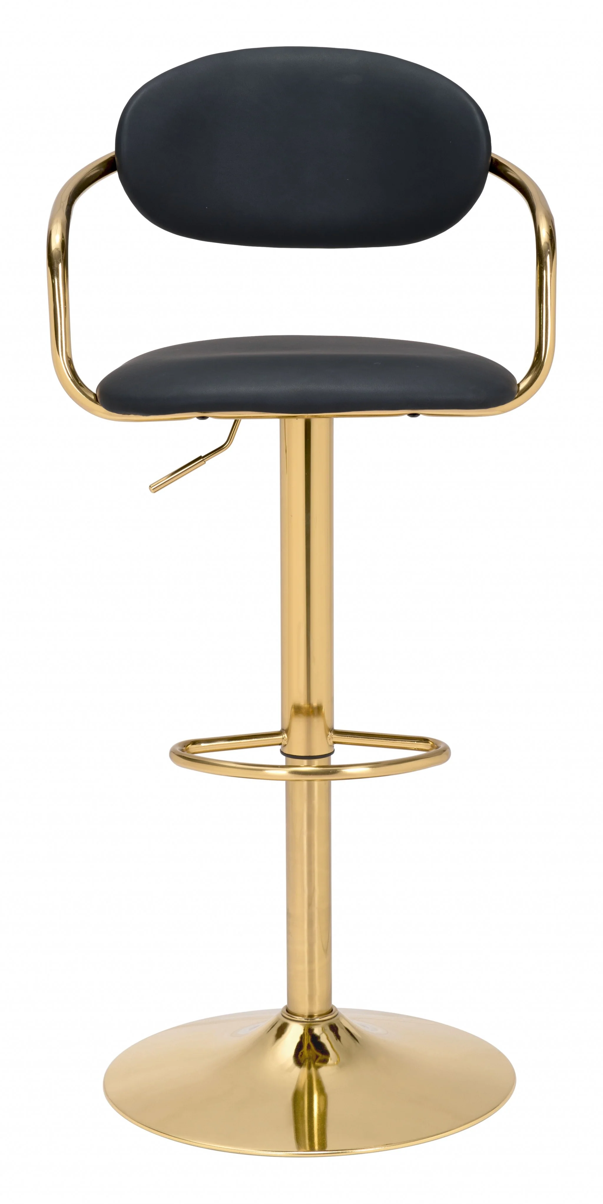 44" Black And Gold Steel Swivel Low Back Counter Height Bar Chair With Footrest By Homeroots - Image 3