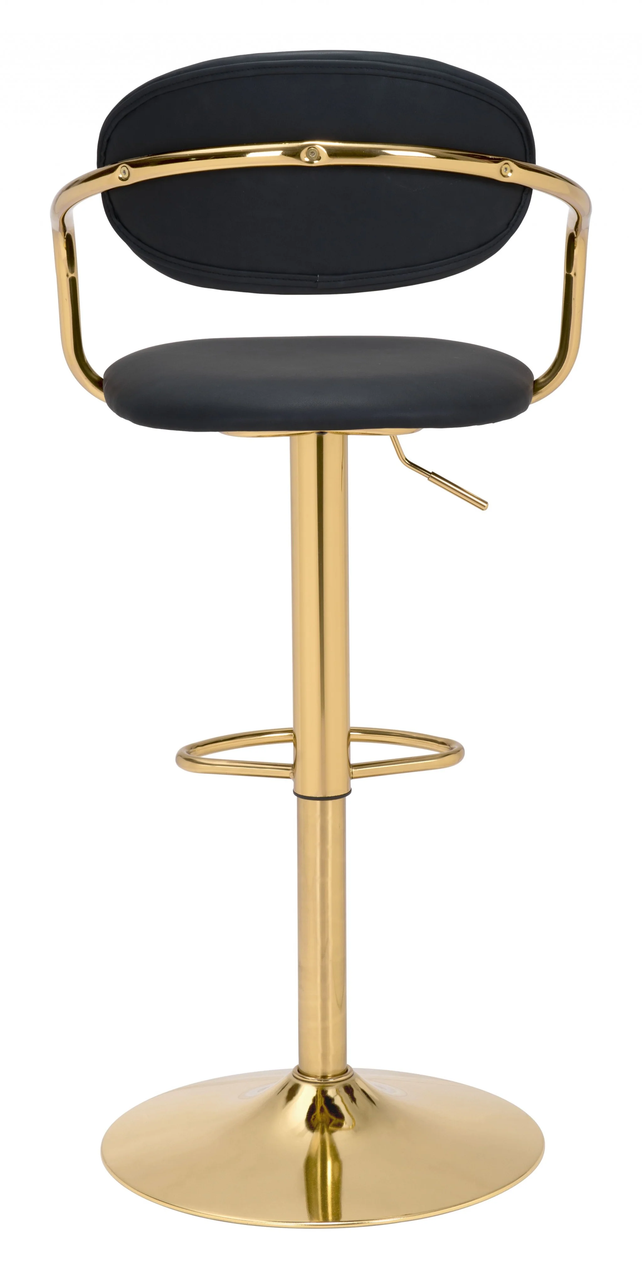 44" Black And Gold Steel Swivel Low Back Counter Height Bar Chair With Footrest By Homeroots - Image 4