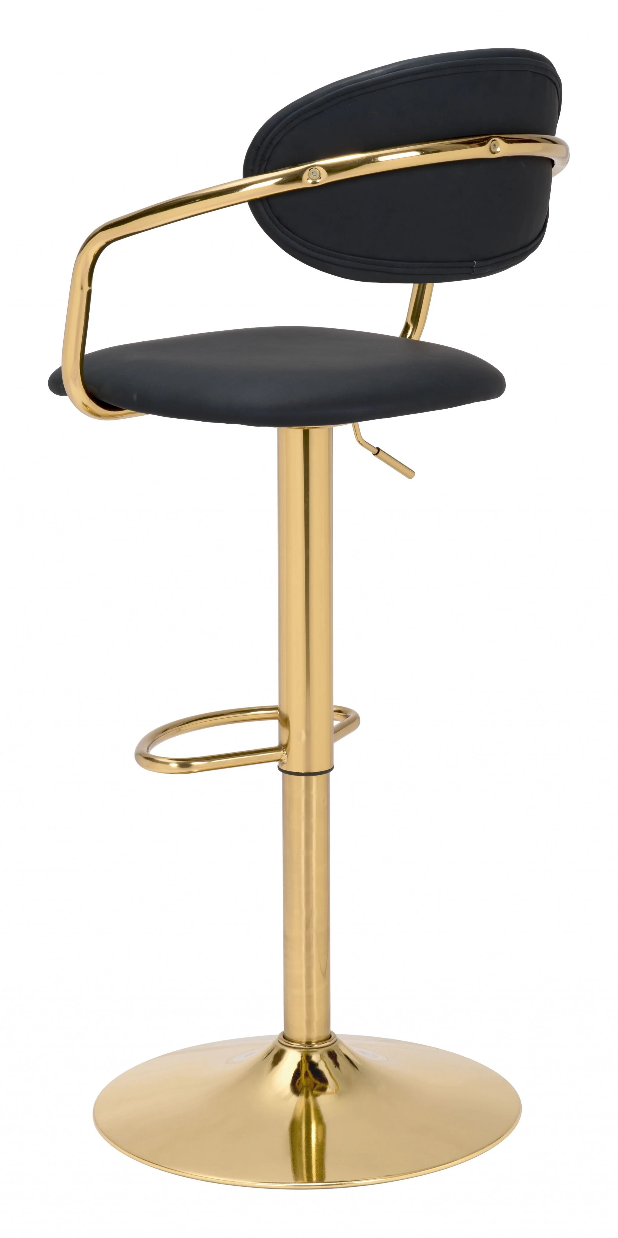 44" Black And Gold Steel Swivel Low Back Counter Height Bar Chair With Footrest By Homeroots - Image 5