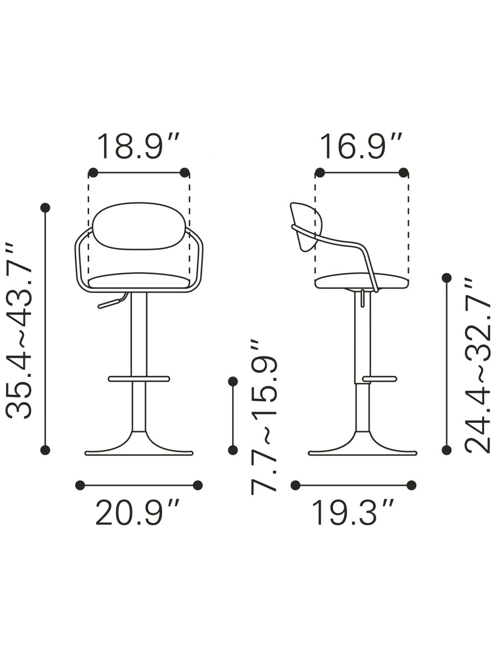 44" Black And Gold Steel Swivel Low Back Counter Height Bar Chair With Footrest By Homeroots - Image 8