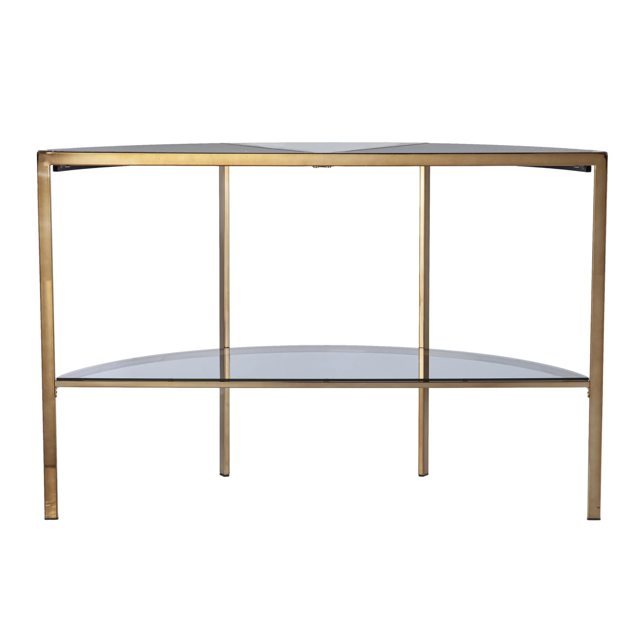 44" Black and White and Champagne Faux Marble Half Moon Console Table With Storage By Homeroots - Image 3