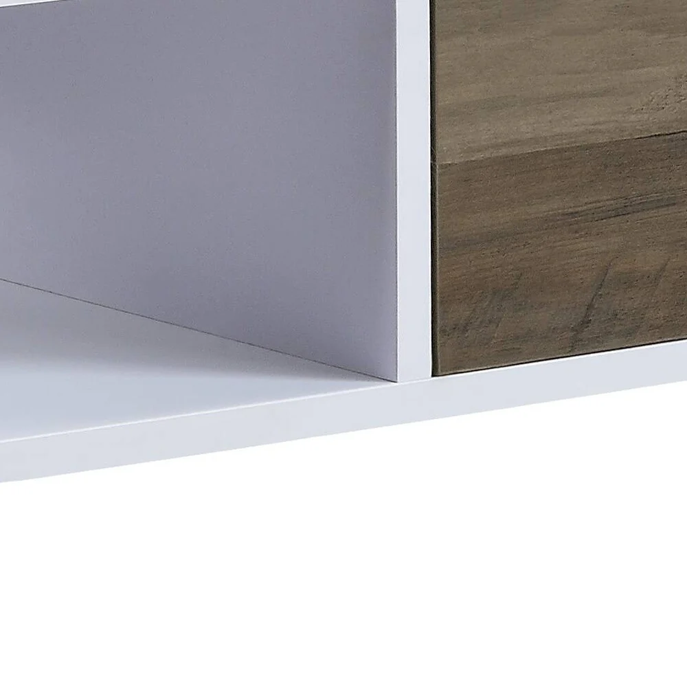 44" Black And White Melamine Veneer And Metal Rectangular Coffee Table With Drawer And Shelf By Homeroots - Image 4