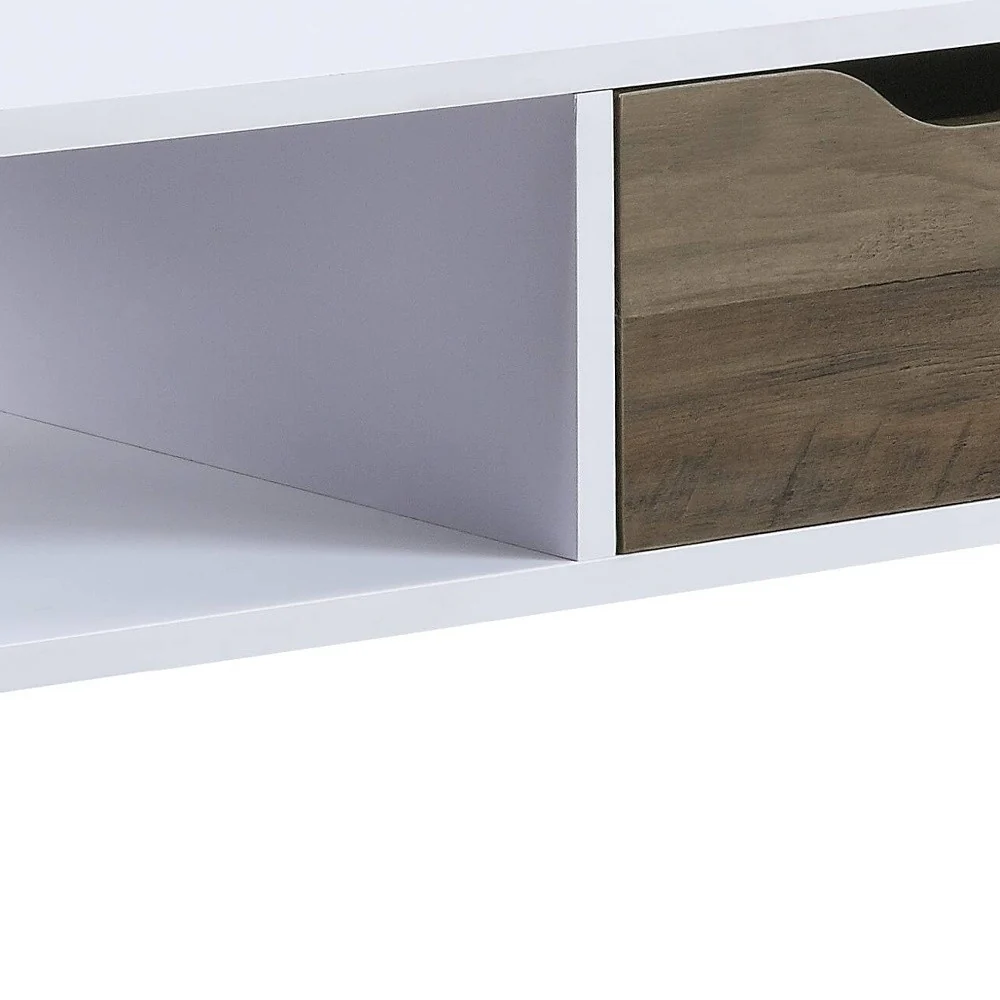 44" Black And White Melamine Veneer And Metal Rectangular Coffee Table With Drawer And Shelf By Homeroots - Image 5