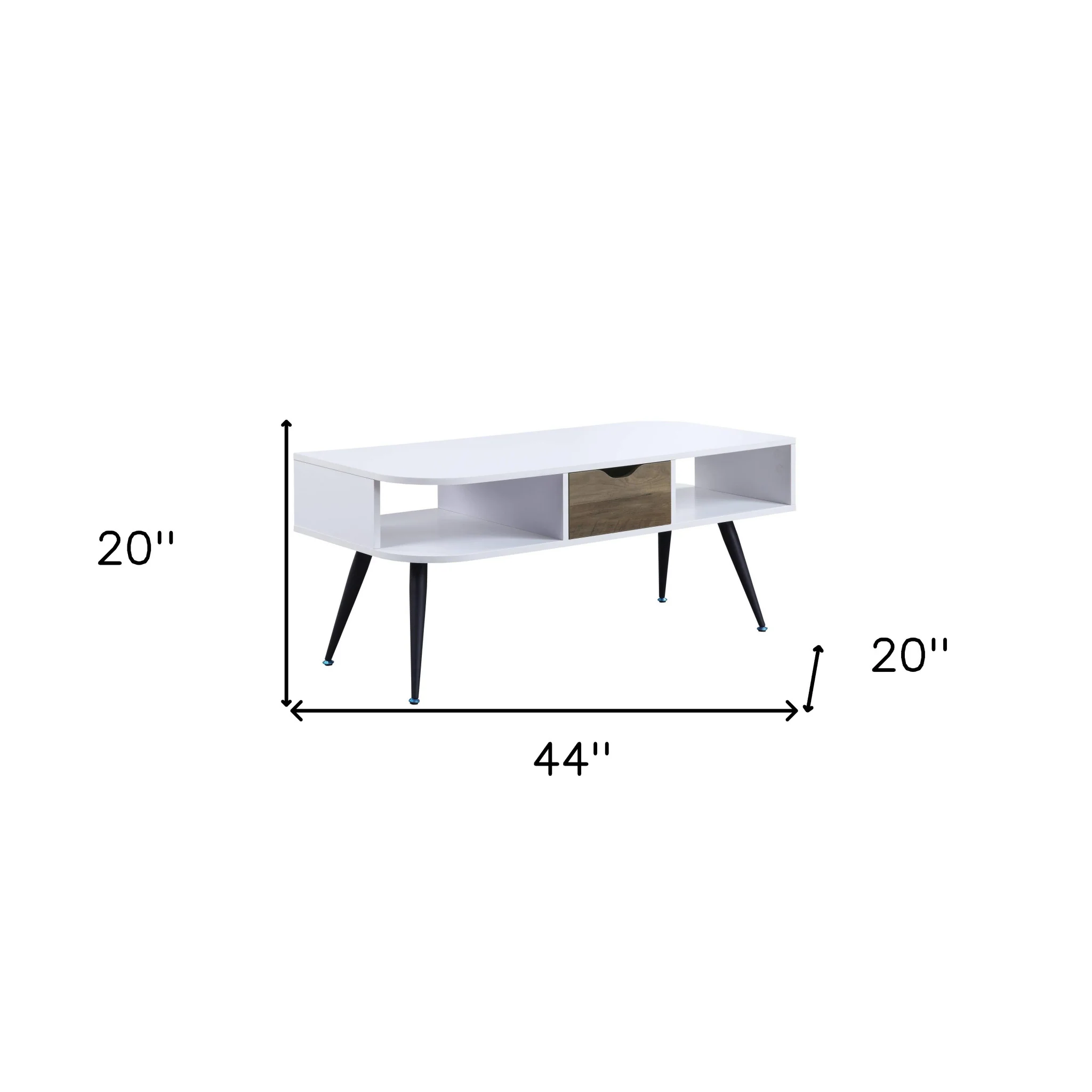 44" Black And White Melamine Veneer And Metal Rectangular Coffee Table With Drawer And Shelf By Homeroots - Image 6