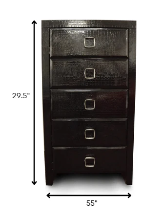 44 Black Crocodile MDF Chest with 5 Drawers By Homeroots - Image 2