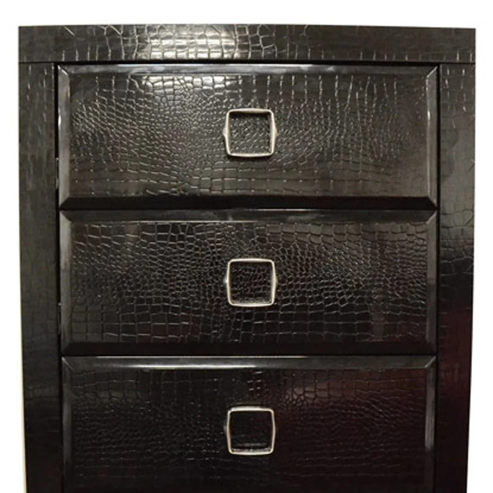 44 Black Crocodile MDF Chest with 5 Drawers By Homeroots - Image 4