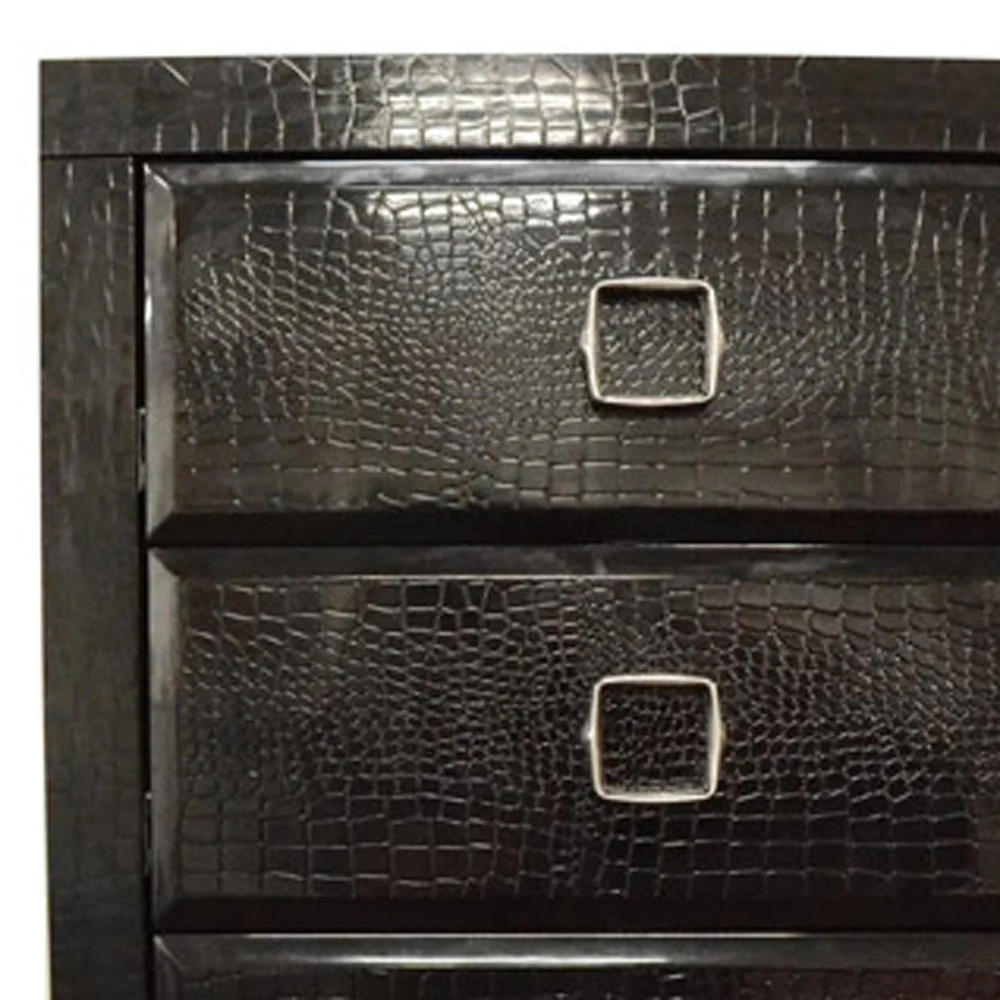 44 Black Crocodile MDF Chest with 5 Drawers By Homeroots - Image 5