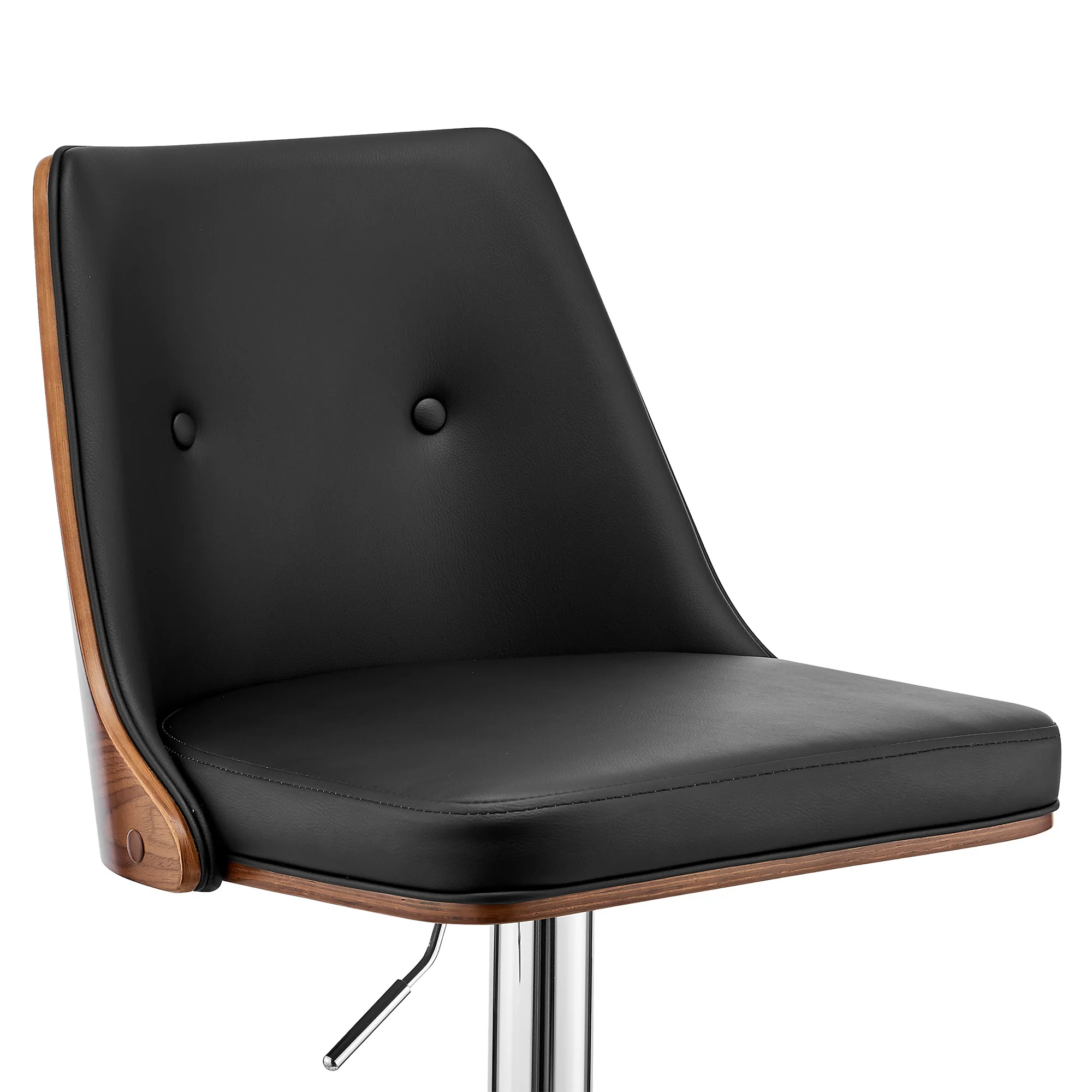 44" Black Faux Leather And Iron Swivel Adjustable Height Bar Chair By Homeroots - Image 4