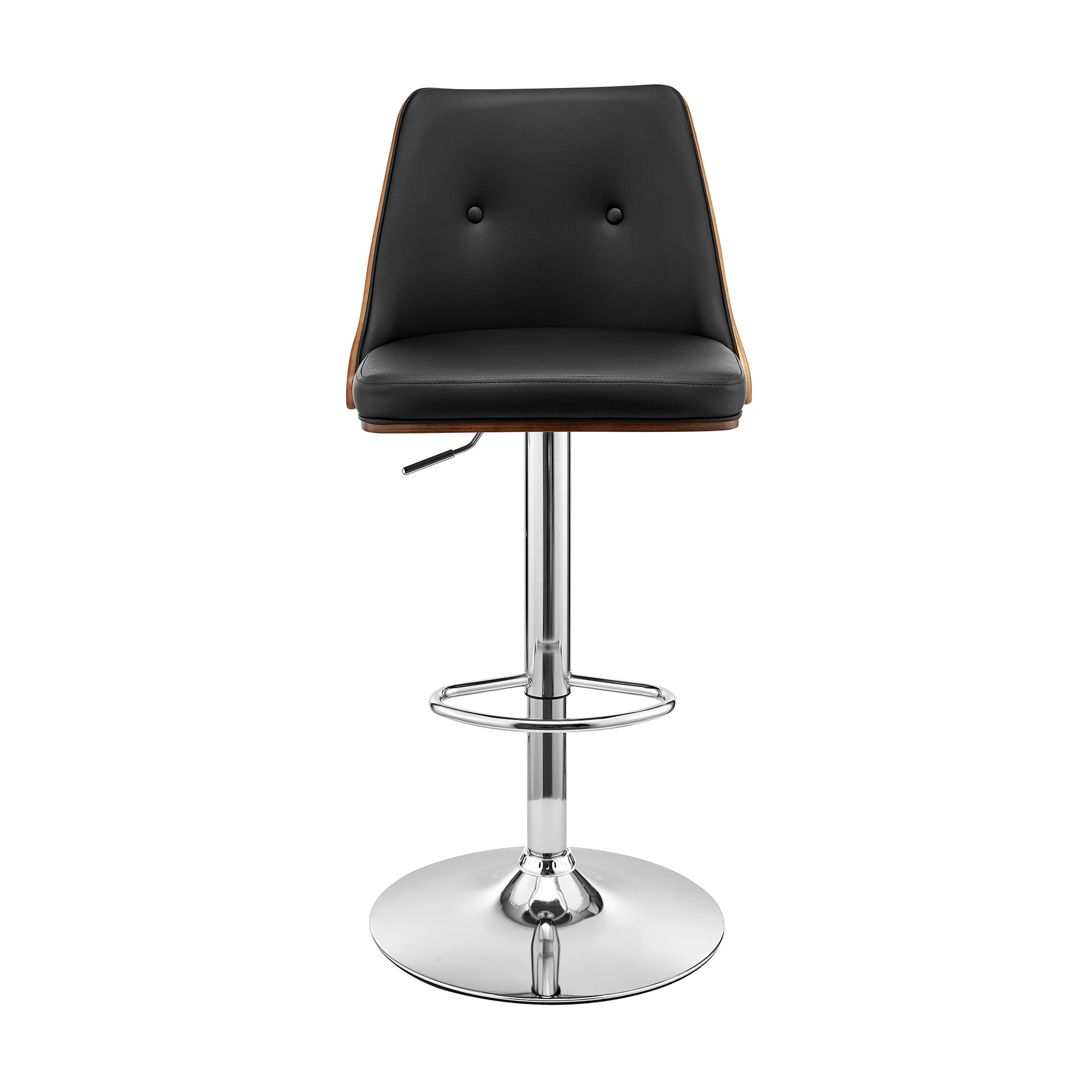 44" Black Faux Leather And Iron Swivel Adjustable Height Bar Chair By Homeroots - Image 6