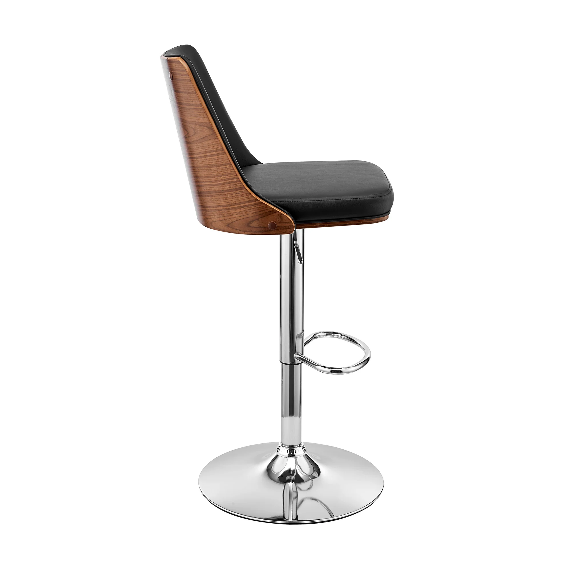 44" Black Faux Leather And Iron Swivel Adjustable Height Bar Chair By Homeroots - Image 7