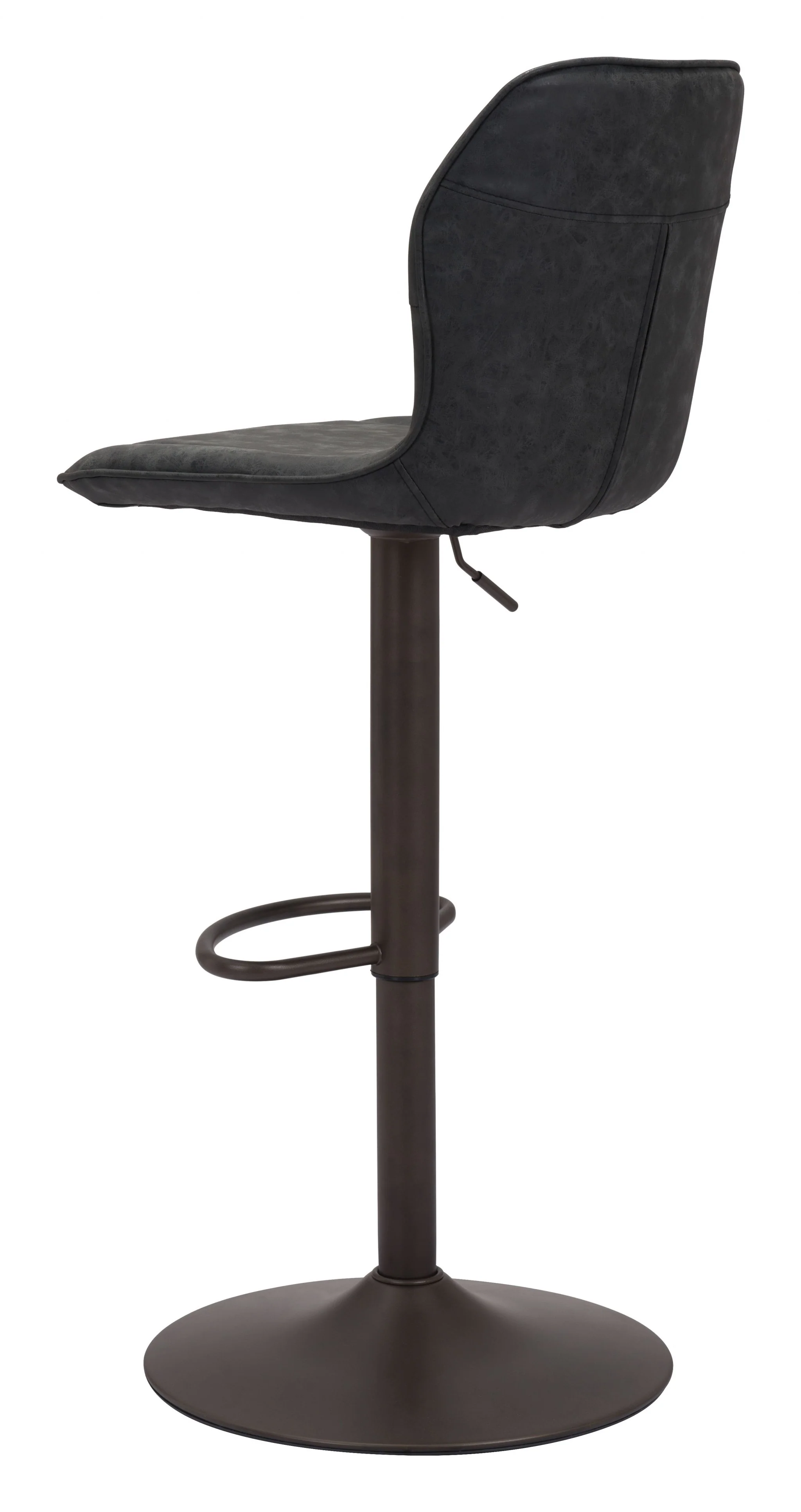 44" Black Steel Swivel Low Back Counter Height Bar Chair With Footrest By Homeroots - Image 5