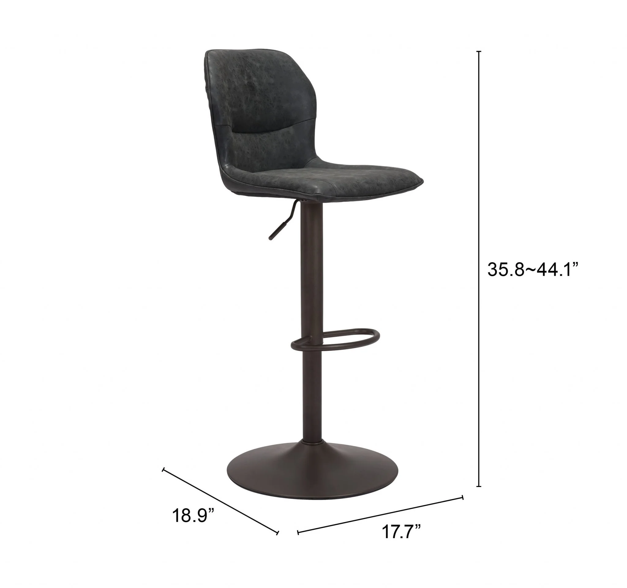 44" Black Steel Swivel Low Back Counter Height Bar Chair With Footrest By Homeroots - Image 7