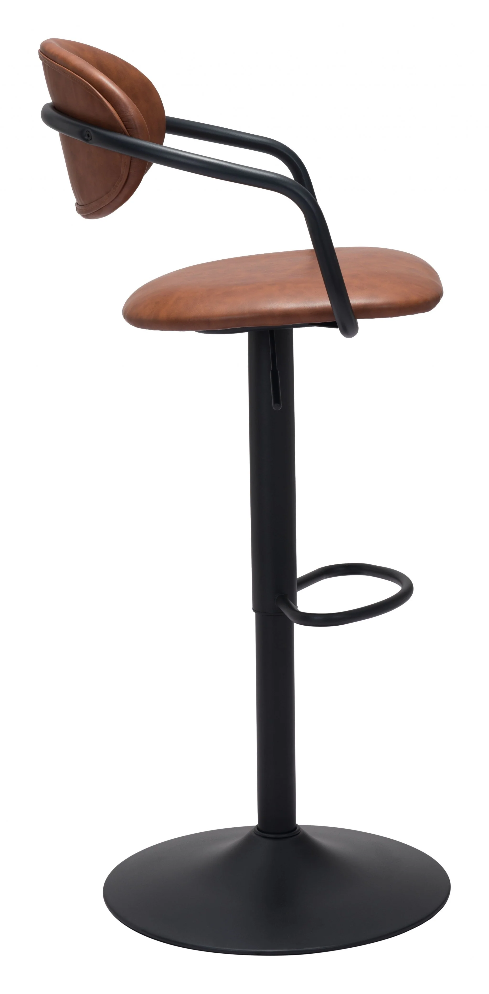 44" Brown And Black Steel Swivel Low Back Counter Height Bar Chair With Footrest By Homeroots - Image 2