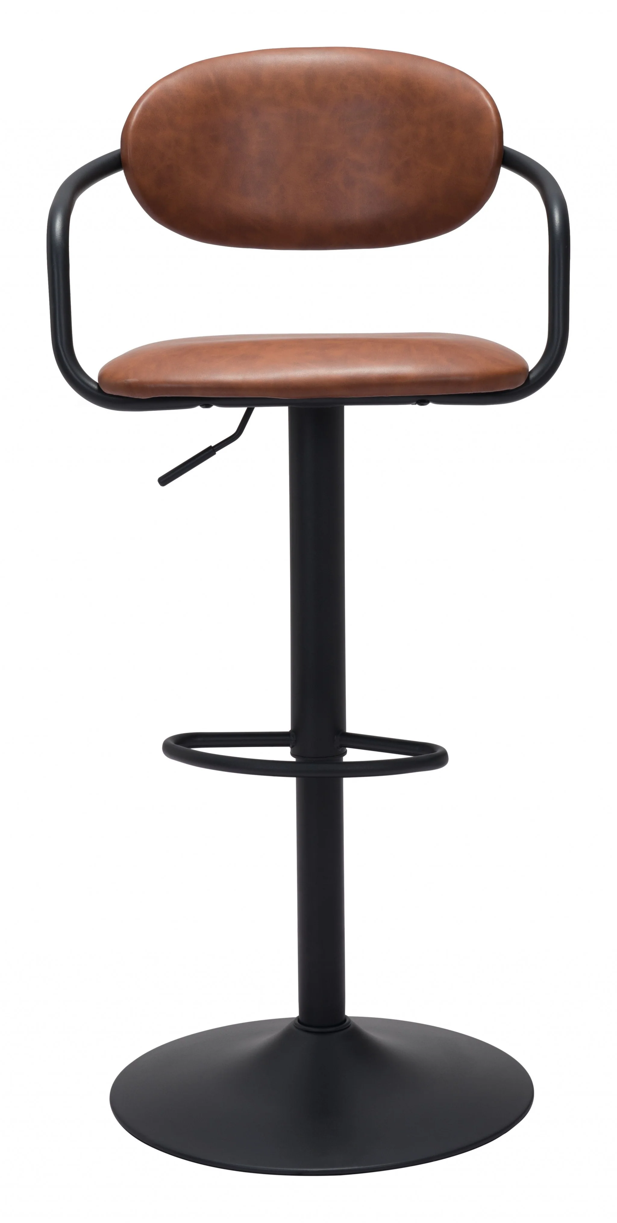 44" Brown And Black Steel Swivel Low Back Counter Height Bar Chair With Footrest By Homeroots - Image 3