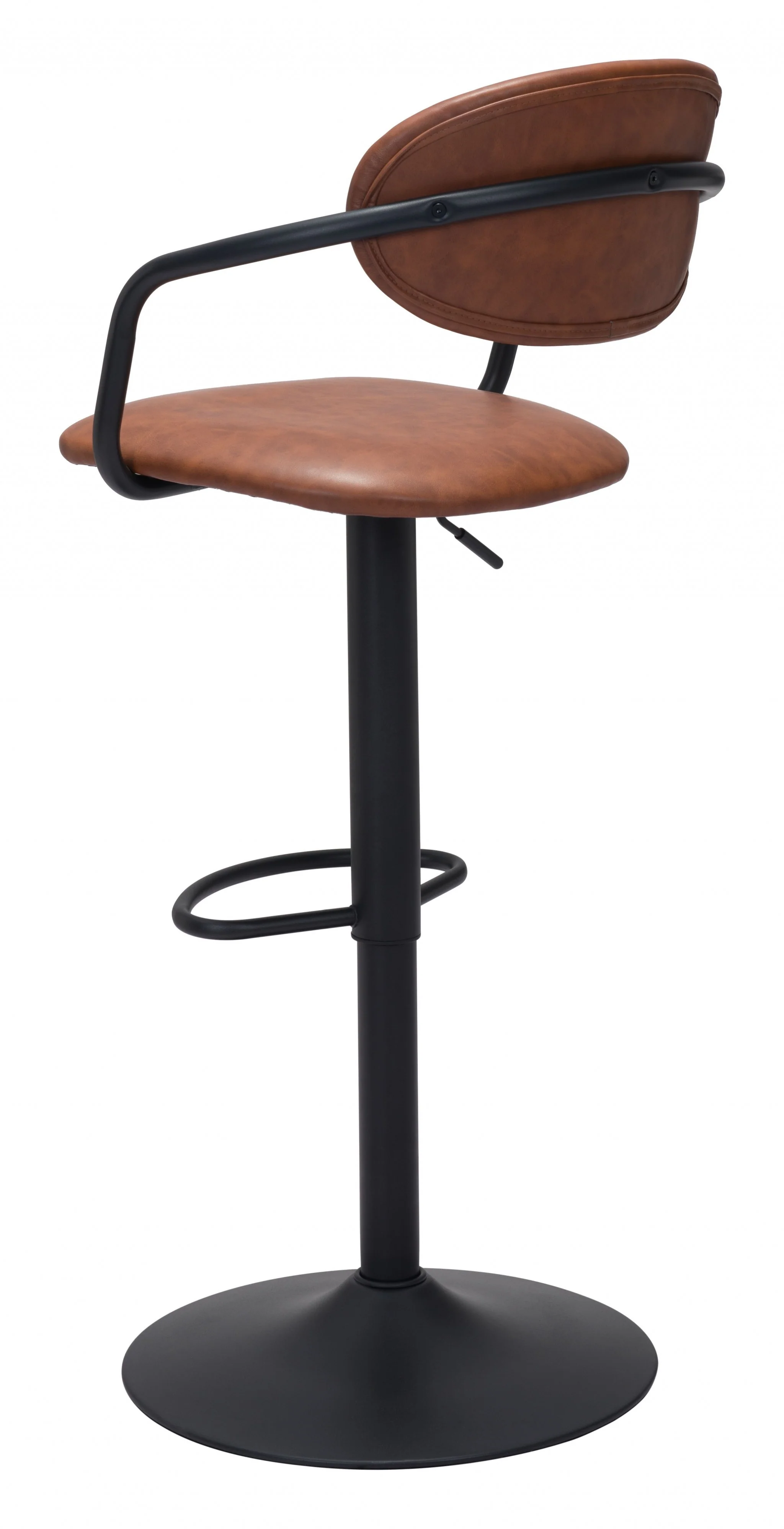 44" Brown And Black Steel Swivel Low Back Counter Height Bar Chair With Footrest By Homeroots - Image 5