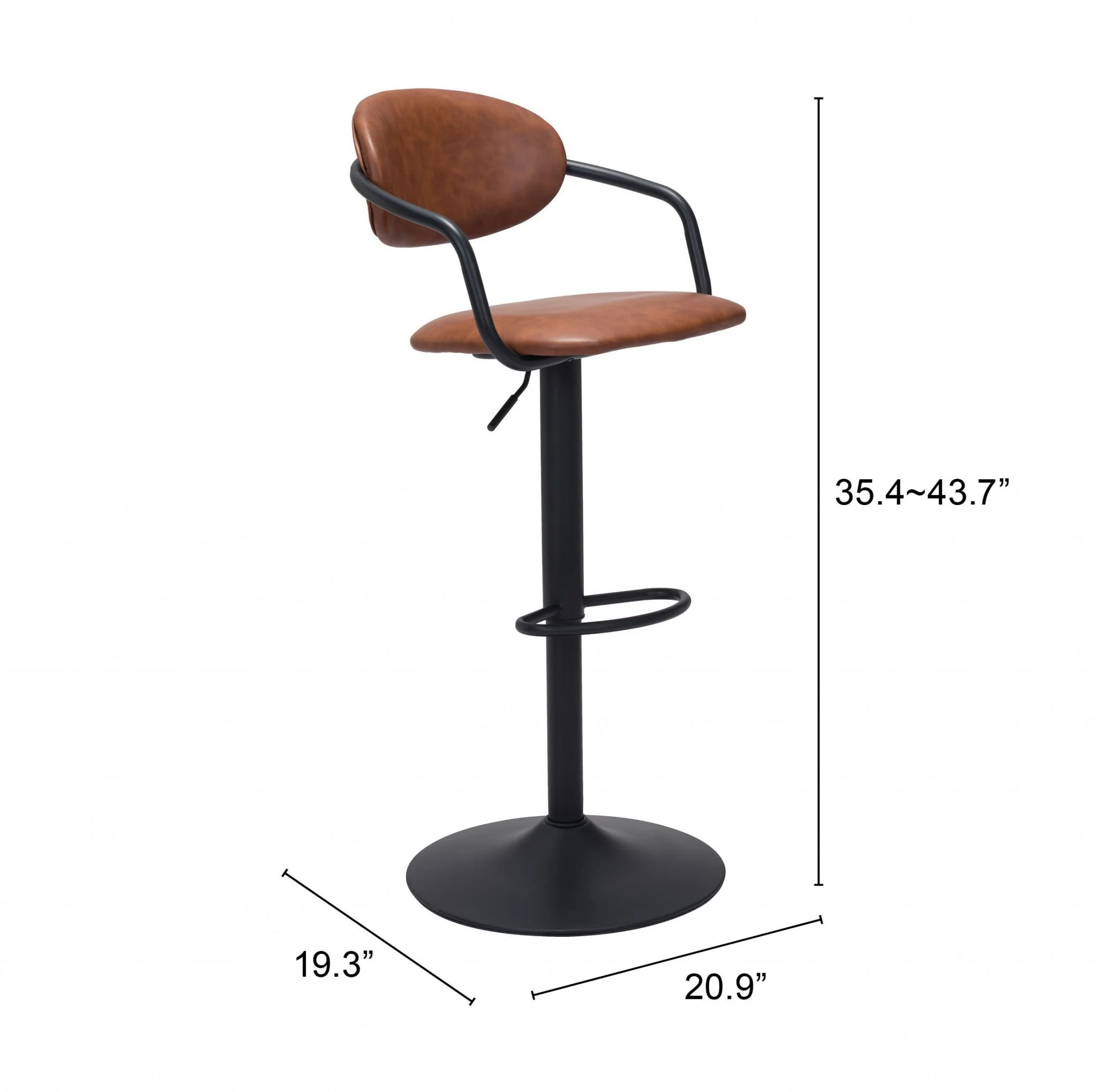 44" Brown And Black Steel Swivel Low Back Counter Height Bar Chair With Footrest By Homeroots - Image 6