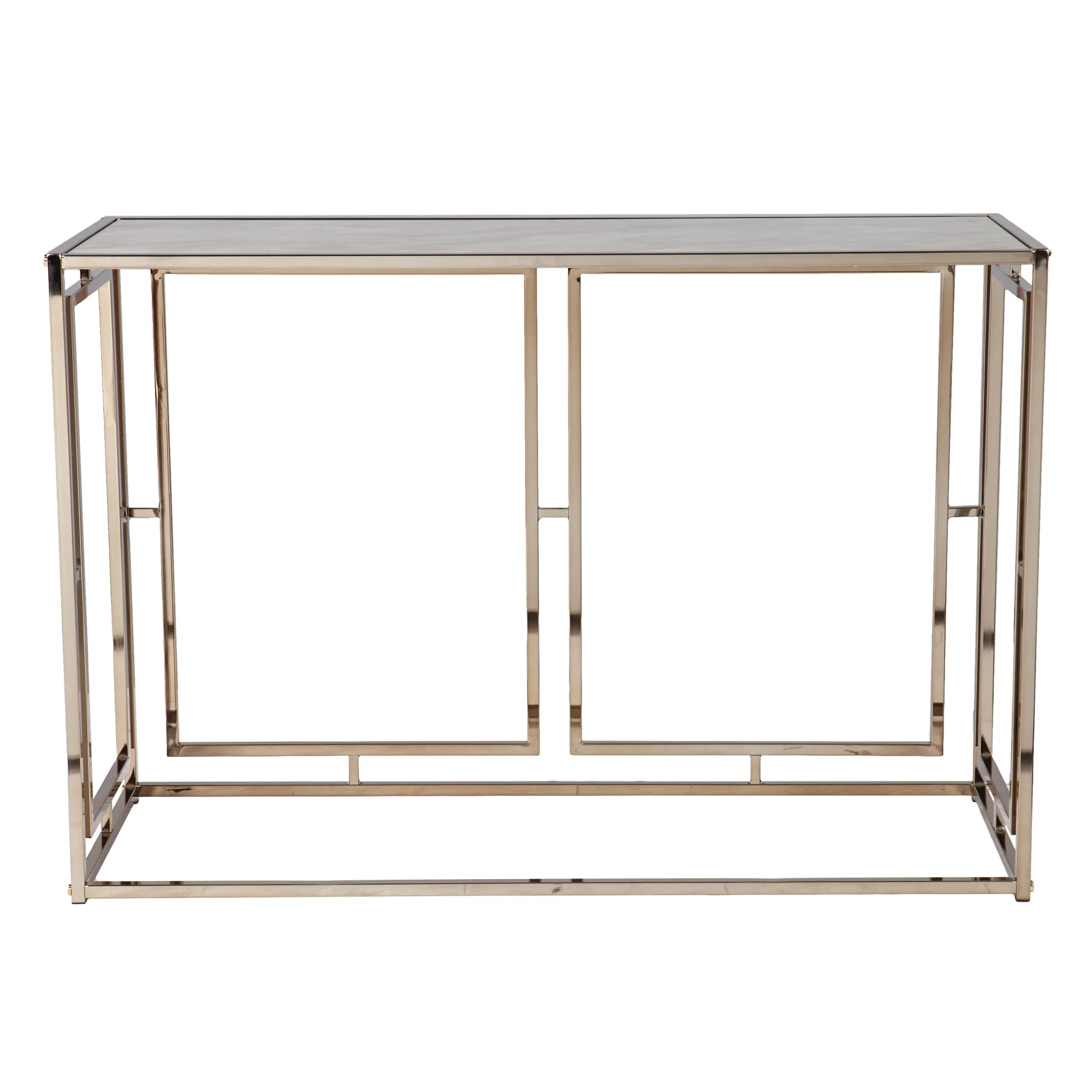 44" Champagne and Gold Faux Marble Frame Console Table By Homeroots - Image 2