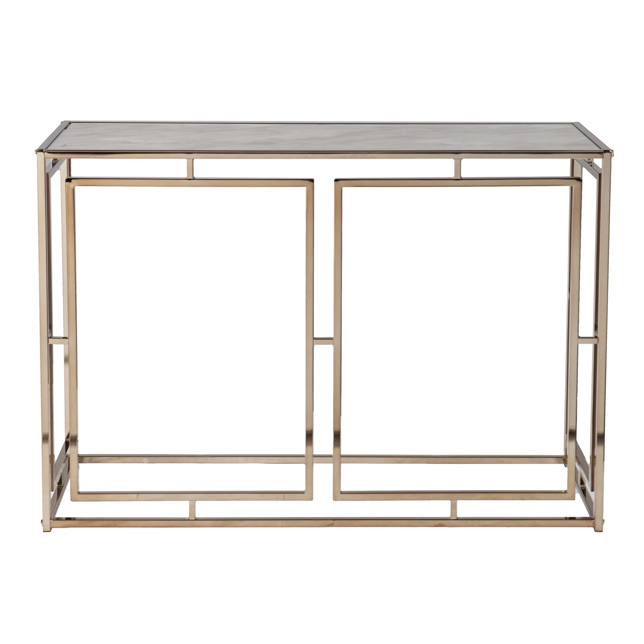 44" Champagne and Gold Faux Marble Frame Console Table By Homeroots - Image 3