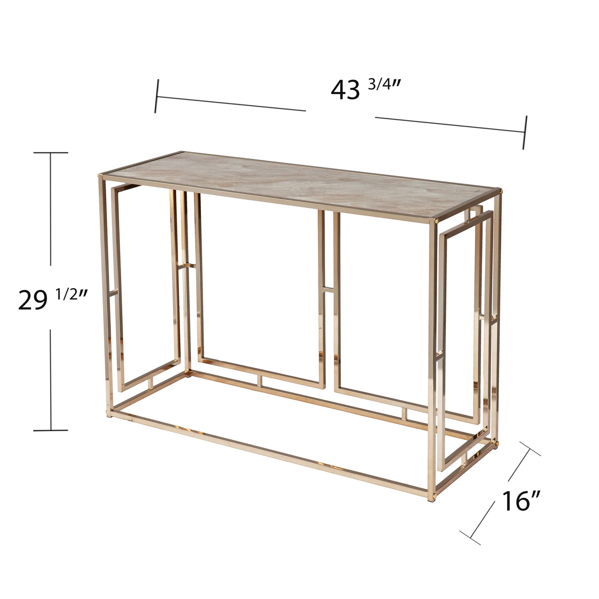 44" Champagne and Gold Faux Marble Frame Console Table By Homeroots - Image 9