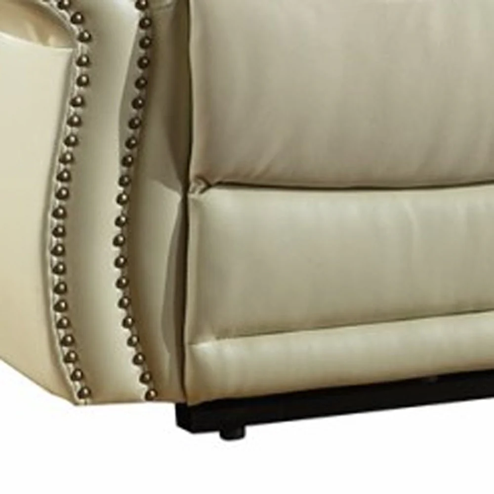 44" Comfortable Beige Leather Console Loveseat By Homeroots - Image 2